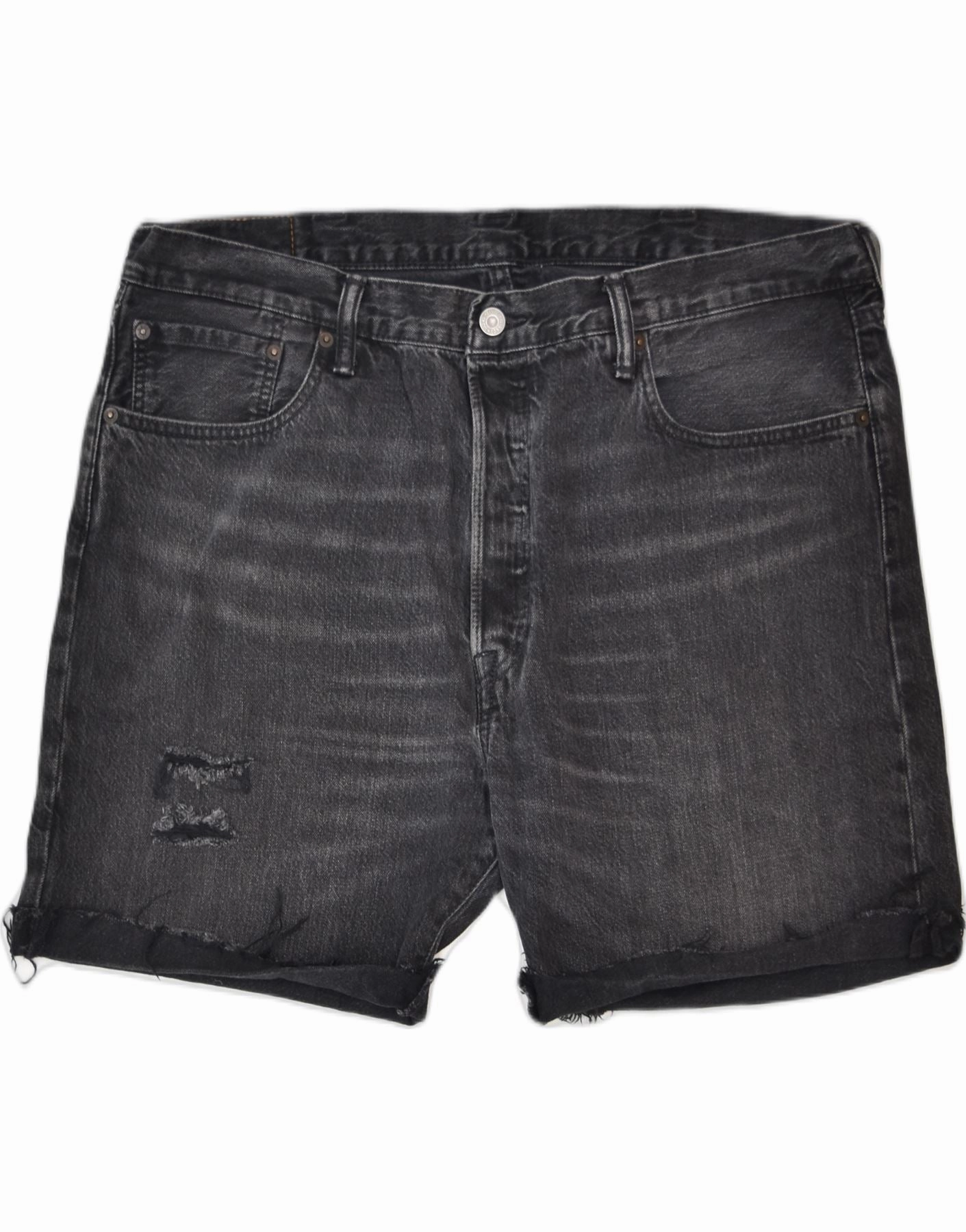 summer shorts vacation look LEVI'S Mens 501 Distressed Denim Shorts W38 XL Black Cotton