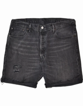 summer shorts vacation look LEVI'S Mens 501 Distressed Denim Shorts W38 XL Black Cotton