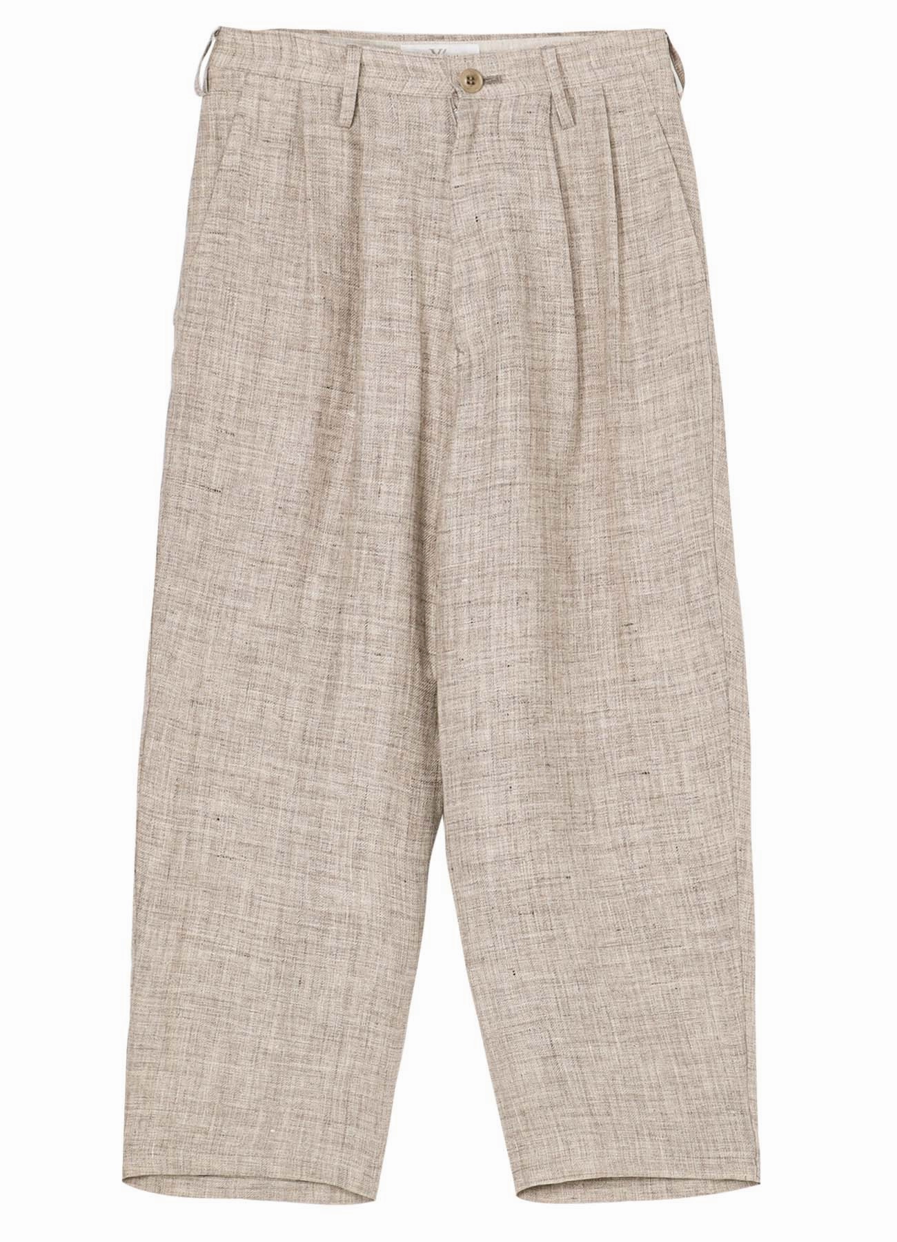 LINEN TWEED PLEATS TAPERED PANTS Trail Comfort