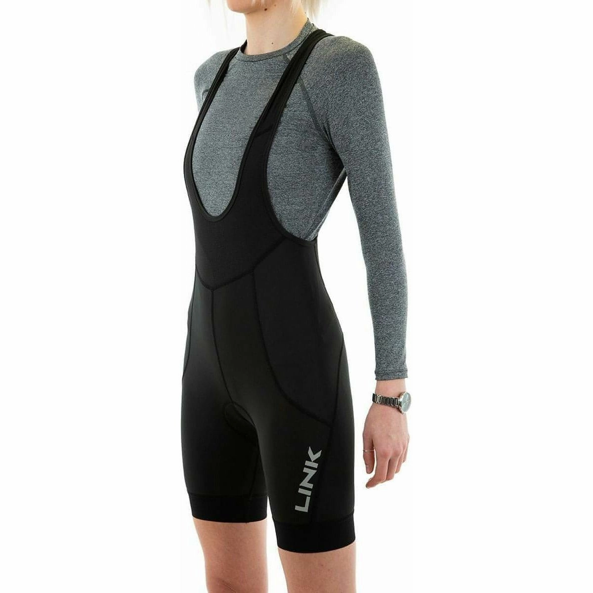 Link Ride Womens Cycling Bib Shorts - Black Clean Stretch Cool Weather