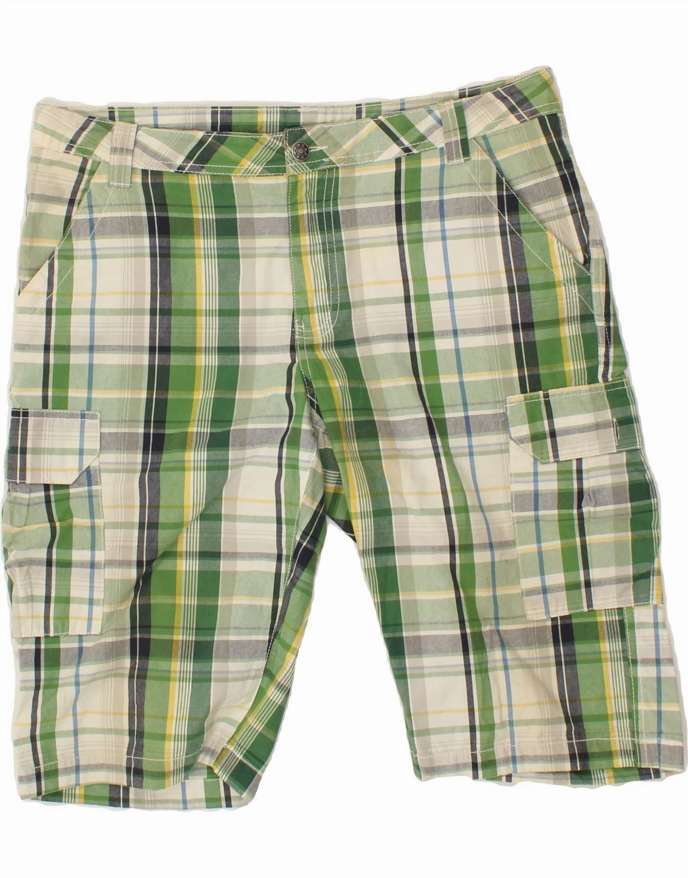 Machine washable Punk style LIVERGY Mens Cargo Shorts Medium W32  Green Check Cotton