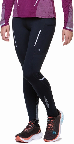 Shape Enhancing Perfect Stretch Ronhill Tech Reflect Womens Long Running Tights - Black