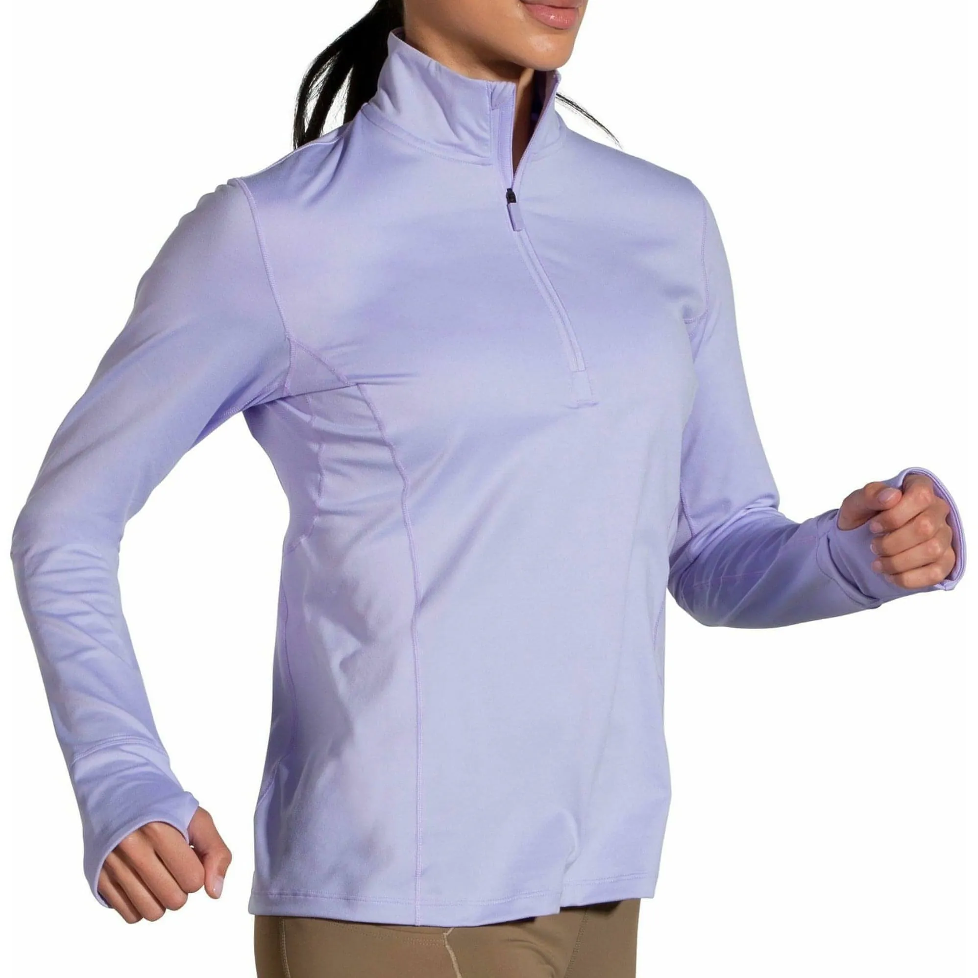 Tight Fit Brooks Dash Half Zip Long Sleeve Womens Running Top - Purple