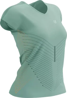 Compressport Performance Short Sleeve Womens Running Top - Green Relax Comfort Style Stretchable Weave