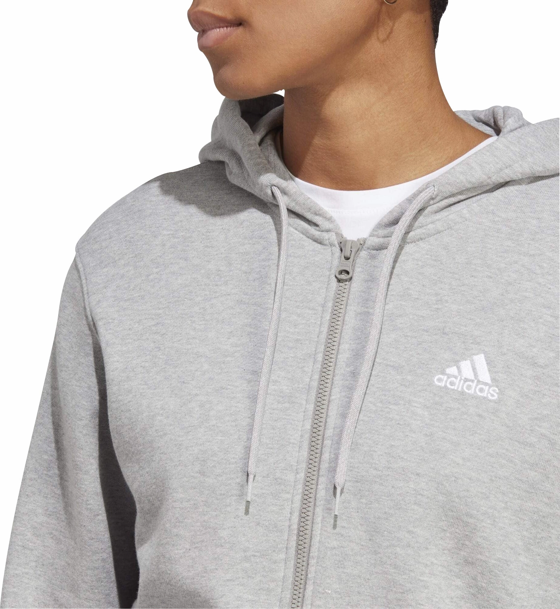 fleece material Beaver like adidas Essentials Linear French Terry Womens Full Zip Hoody - Grey