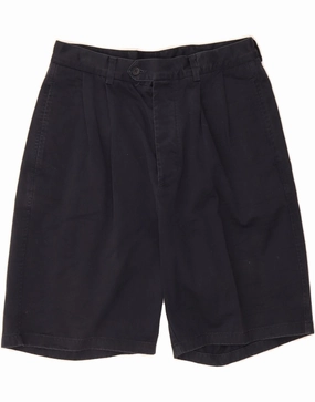 NEW ENGLAND Mens Pegged Chino Shorts IT 48 Medium W32 Navy Blue Cotton Double Layered Hem