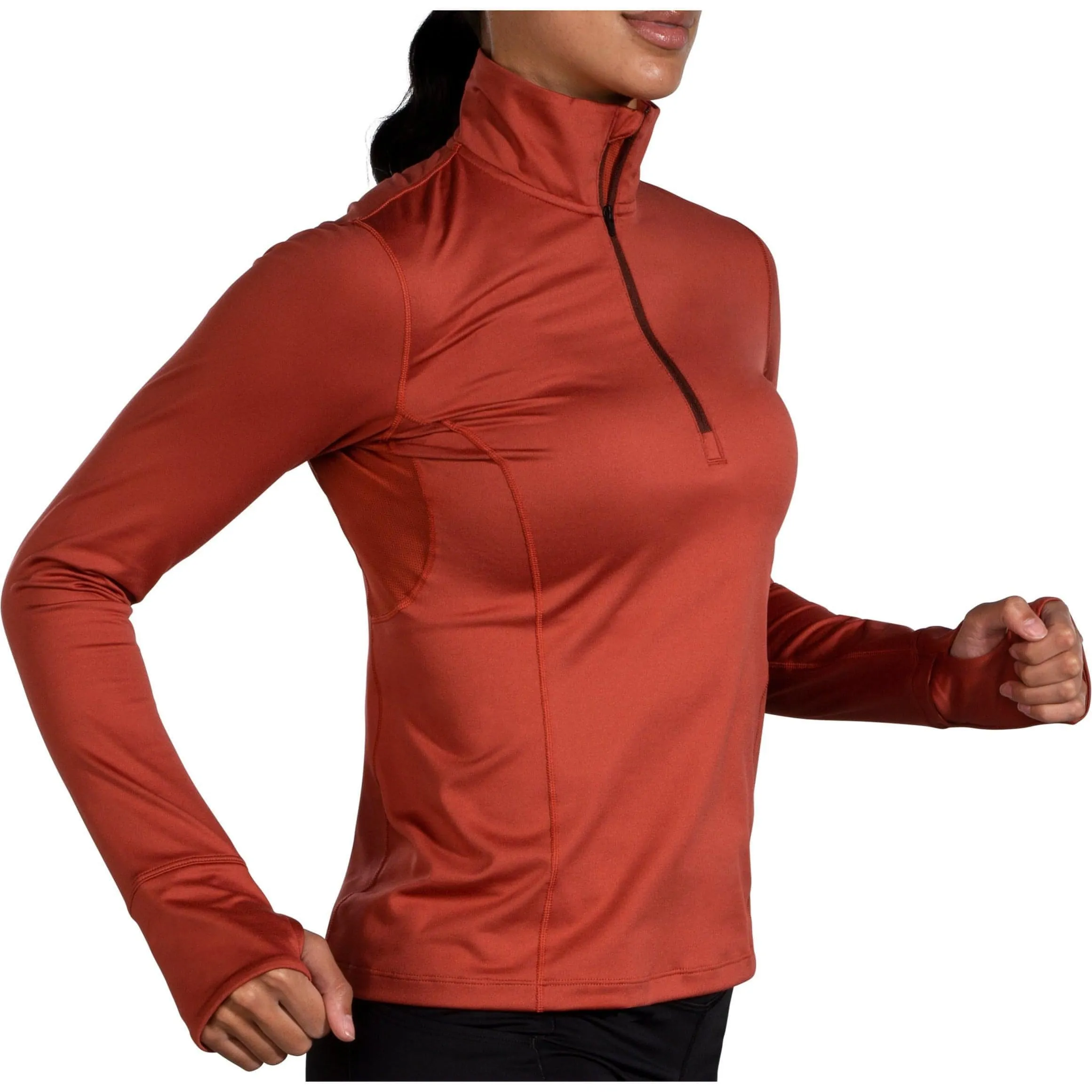 Versatile Apparel UVProtectionFinish Brooks Dash Half Zip Long Sleeve Womens Running Top - Red