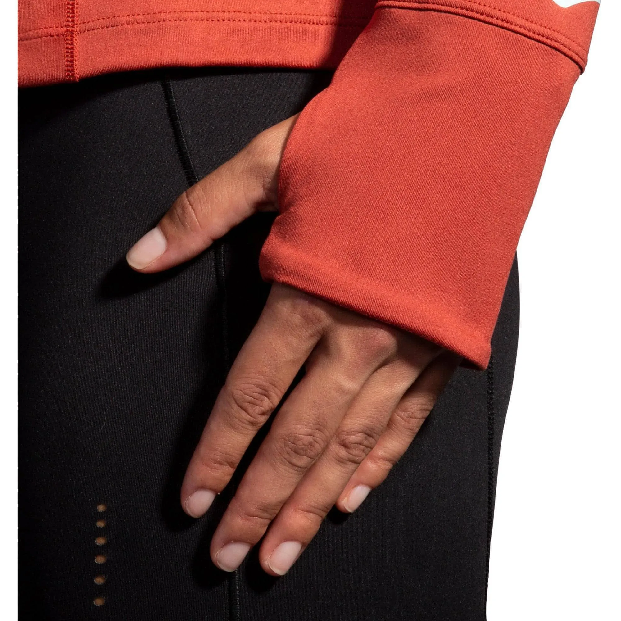 Brooks Dash Half Zip Long Sleeve Womens Running Top - Red Holiday Style Smooth Neckline