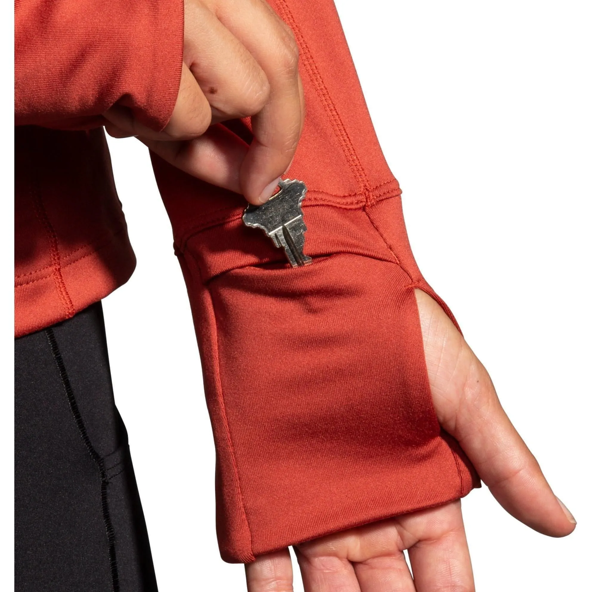 Brooks Dash Half Zip Long Sleeve Womens Running Top - Red Comfortable SoftenedTexturedWeave