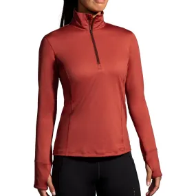 Brooks Dash Half Zip Long Sleeve Womens Running Top - Red Matte Look