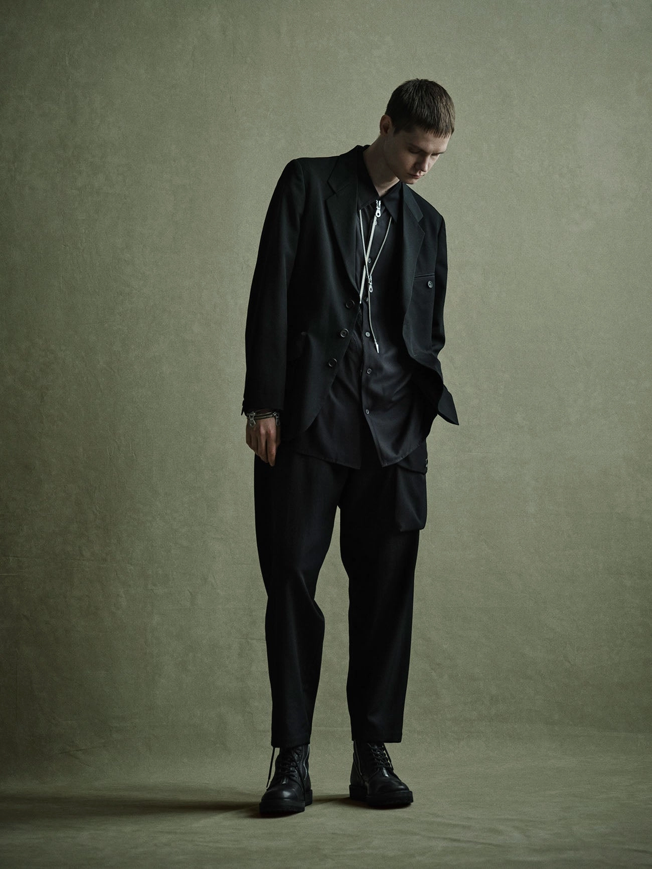 WASHER WOOL GABARDINE WAIST-STRING POCKET PANTS Seasonless wear