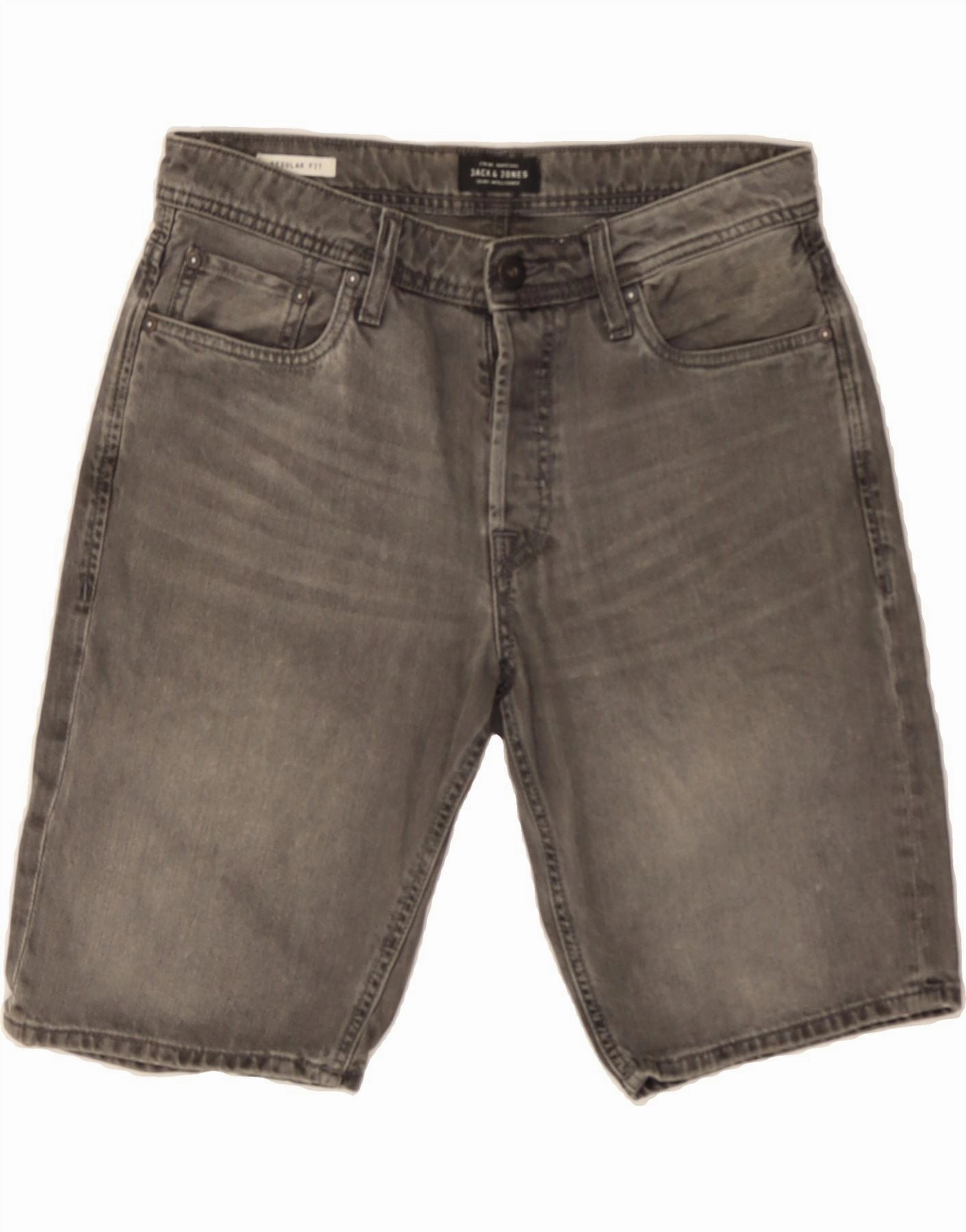 Anti Cling Technology JACK & JONES Mens Regular Fit Denim Shorts Small W29  Grey Cotton