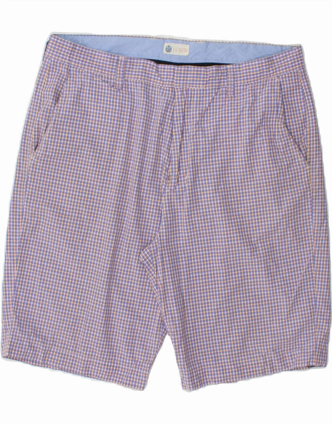 J. CREW Mens Chino Shorts W36 Large Purple Check Cotton Cool Breeze
