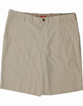 IZOD Mens Chino Shorts W42 2XL Beige Polyester Low Profile Waistband Sport Motion