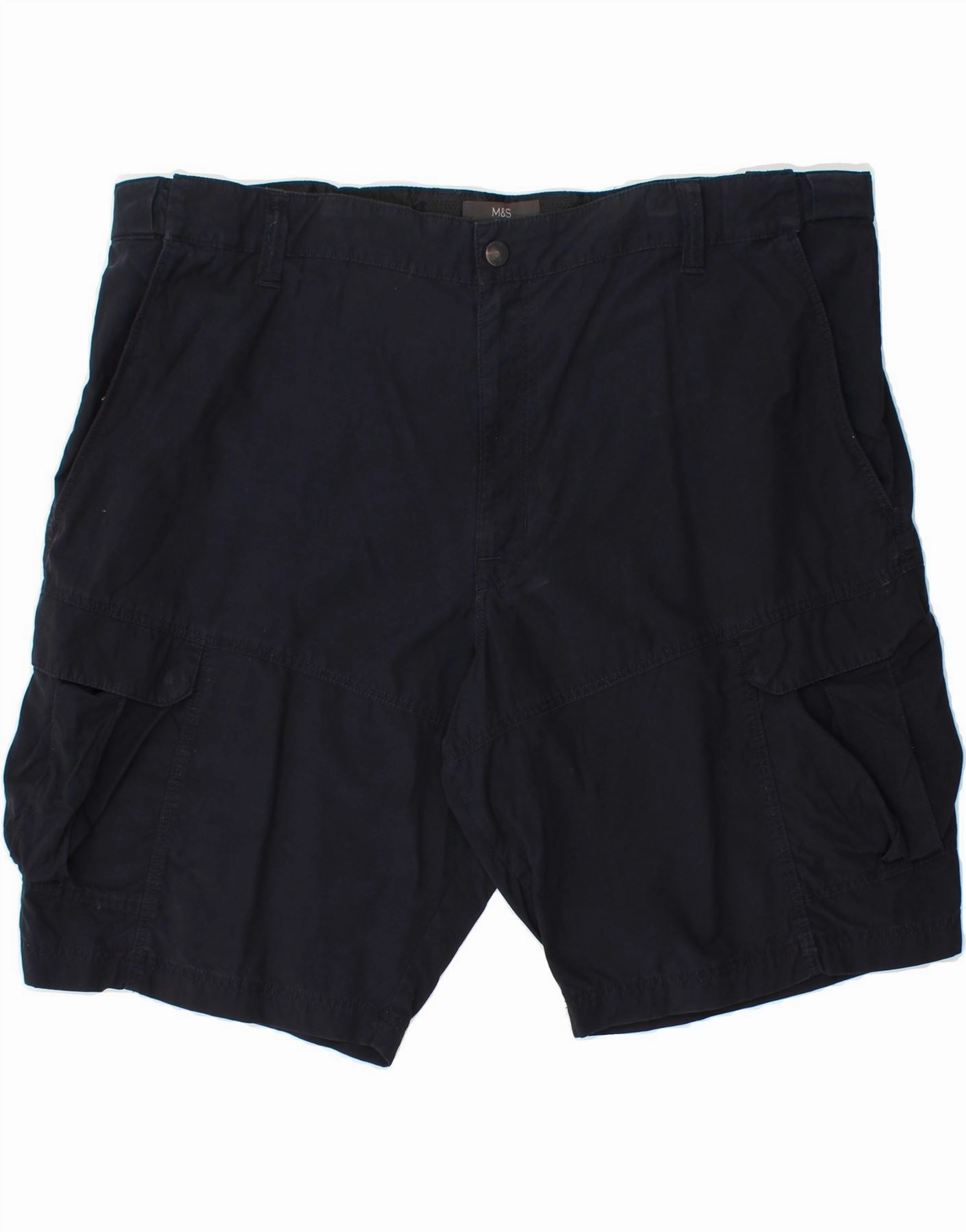 No Slip Gripper watch MARKS & SPENCER Mens Cargo Shorts W44 2XL Navy Blue Cotton