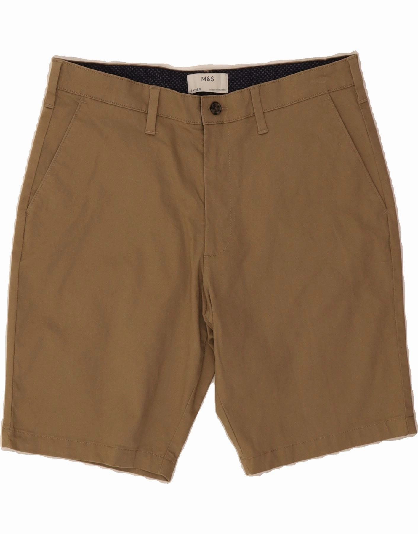 MARKS & SPENCER Mens Chino Shorts W34 Large Beige Cotton Chill Mood On-the-Go Shorts