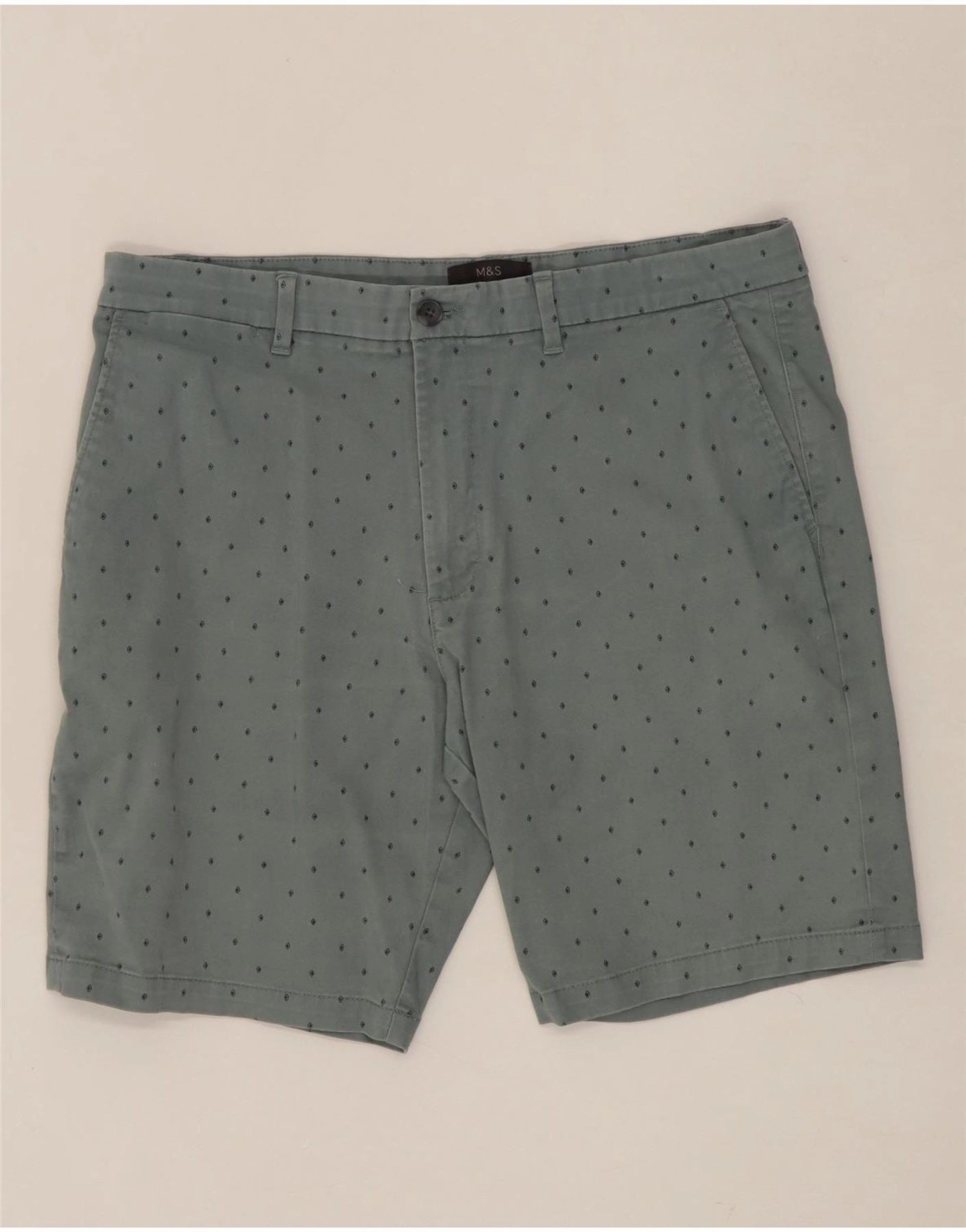 Bold Patterns Windproof Design MARKS & SPENCER Mens Chino Shorts W36 Large Blue Spotted Cotton