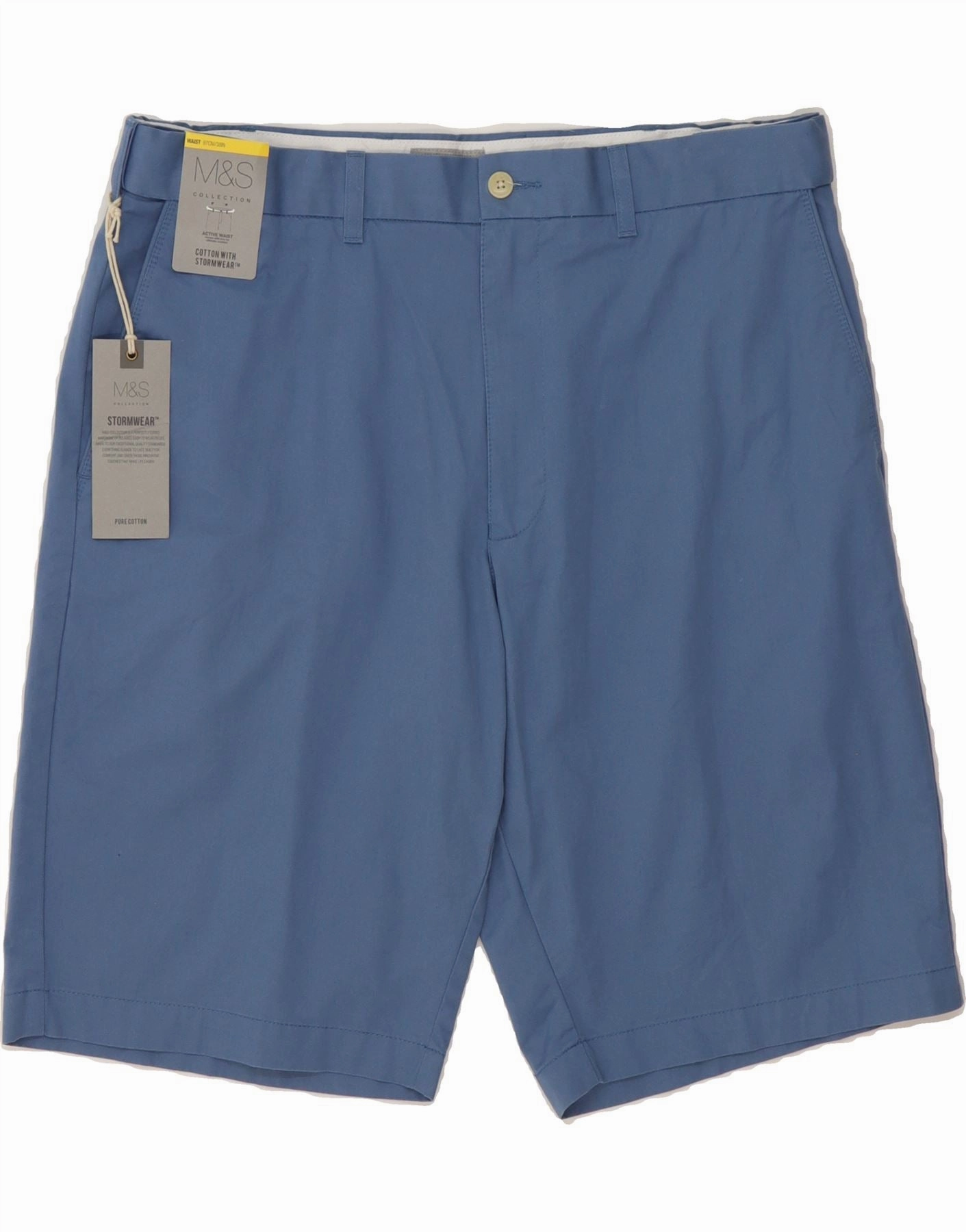MARKS & SPENCER Mens Chino Shorts W38 XL Blue Cotton Pocket Reinforcement