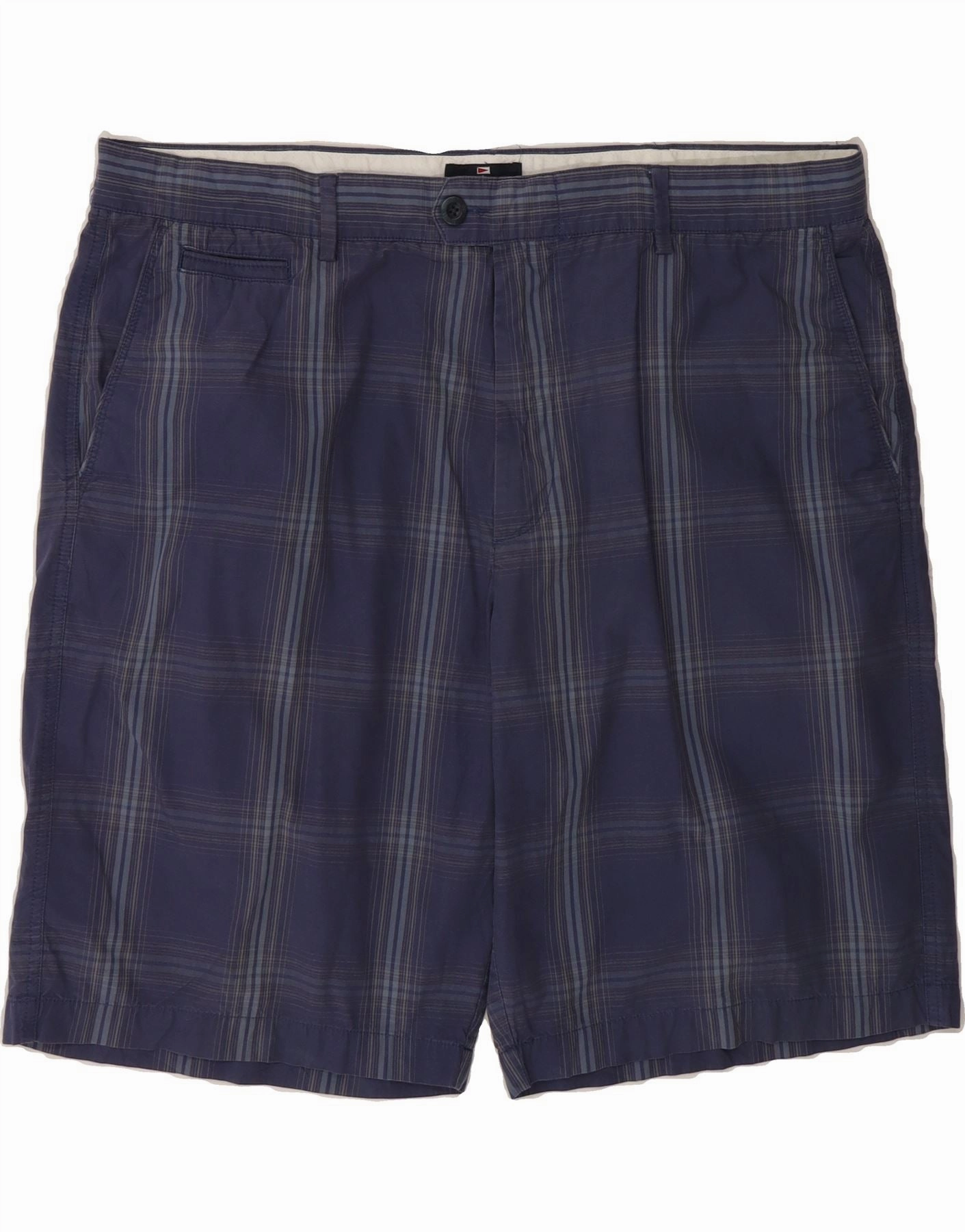 MARKS & SPENCER Mens Chino Shorts W40 XL Navy Blue Check Mood Piece Light Wear