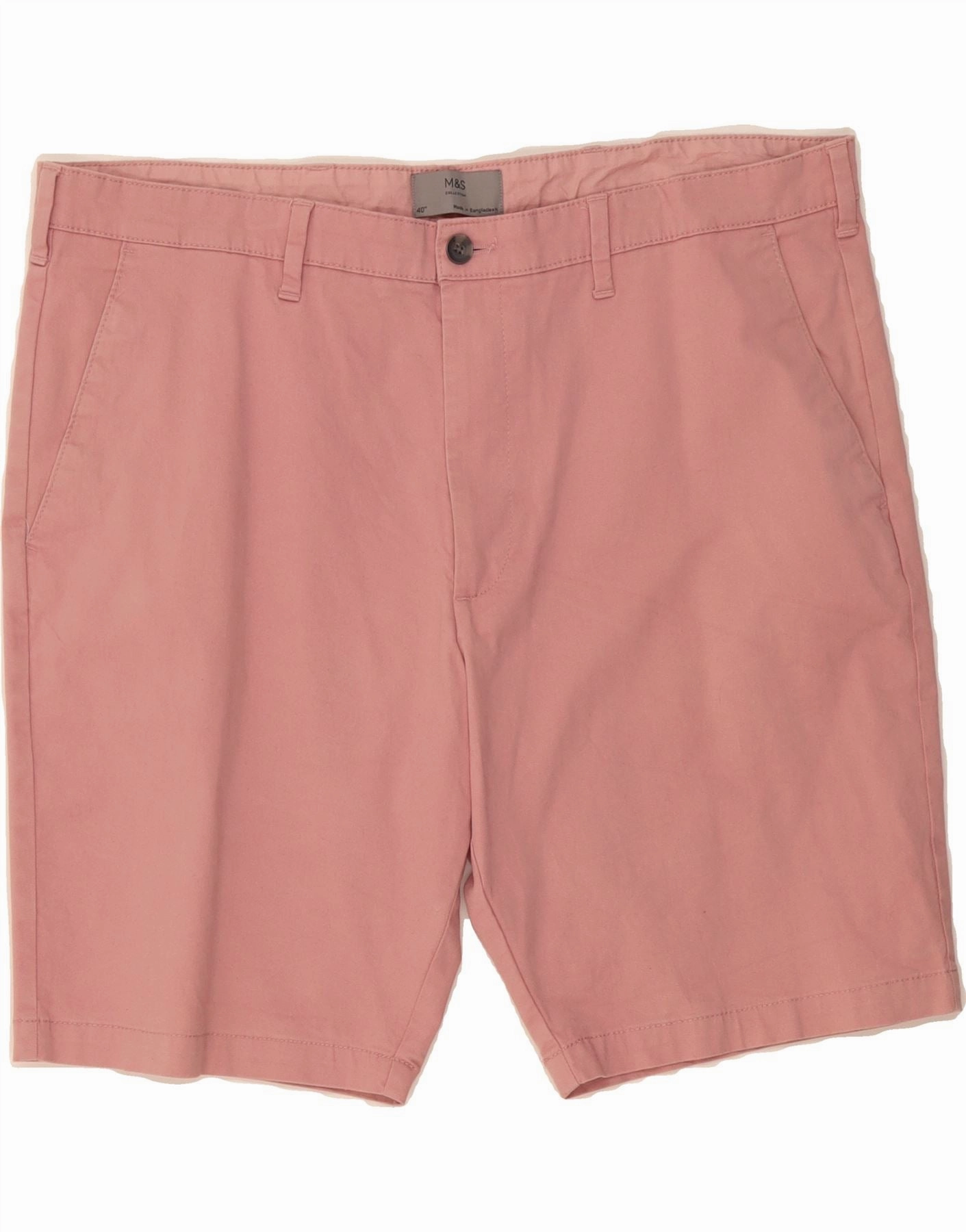 MARKS & SPENCER Mens Chino Shorts W40 XL Pink Cotton Classic Fit Easy Movement Fit