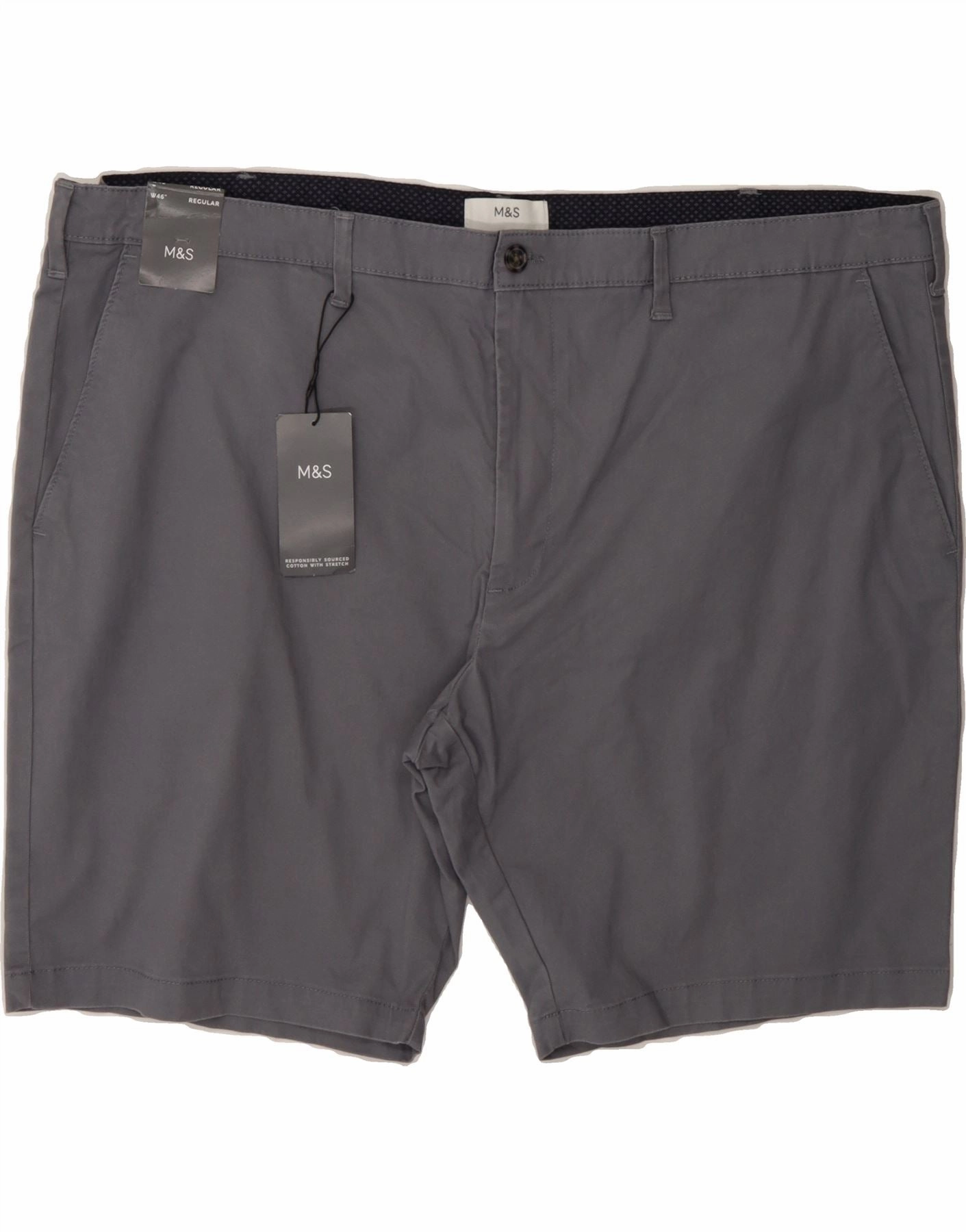 MARKS & SPENCER Mens Chino Shorts W46 3XL Grey Cotton fishing outfit