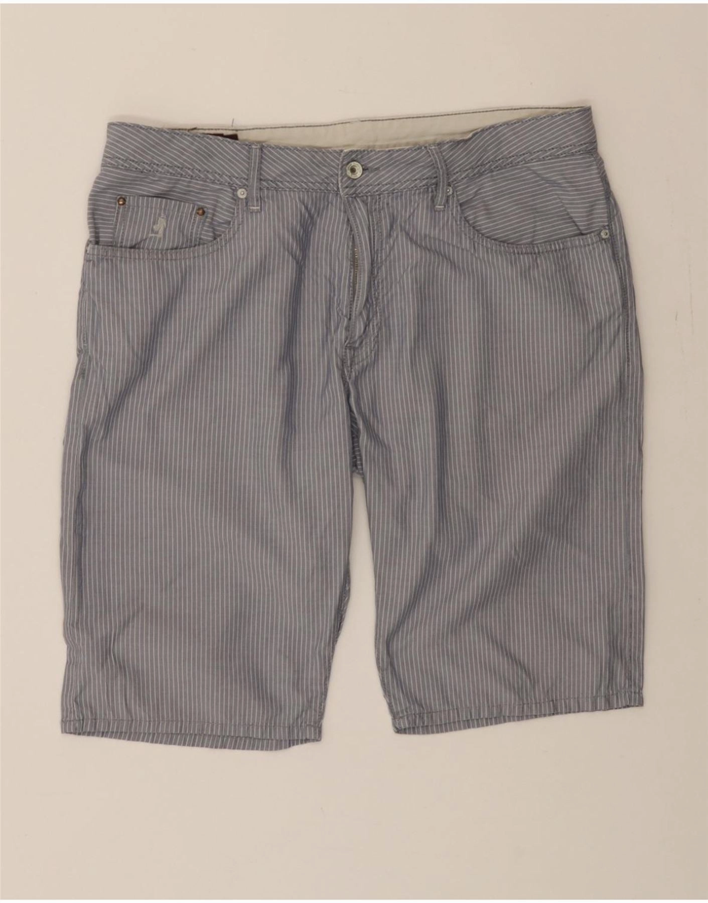 stain resistant coating MARLBORO CLASSICS Mens Casual Shorts W34 Large Grey Striped Cotton