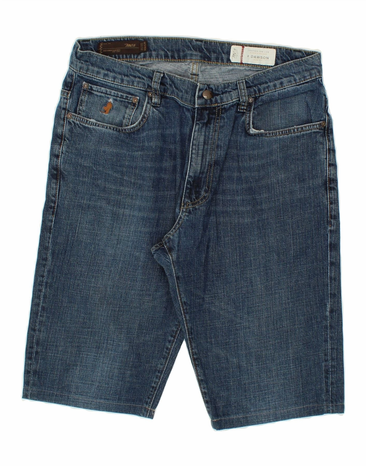 MARLBORO CLASSICS Mens Dawson Denim Shorts W34 Large  Blue Wide Leg Opening Pocket Reinforcement