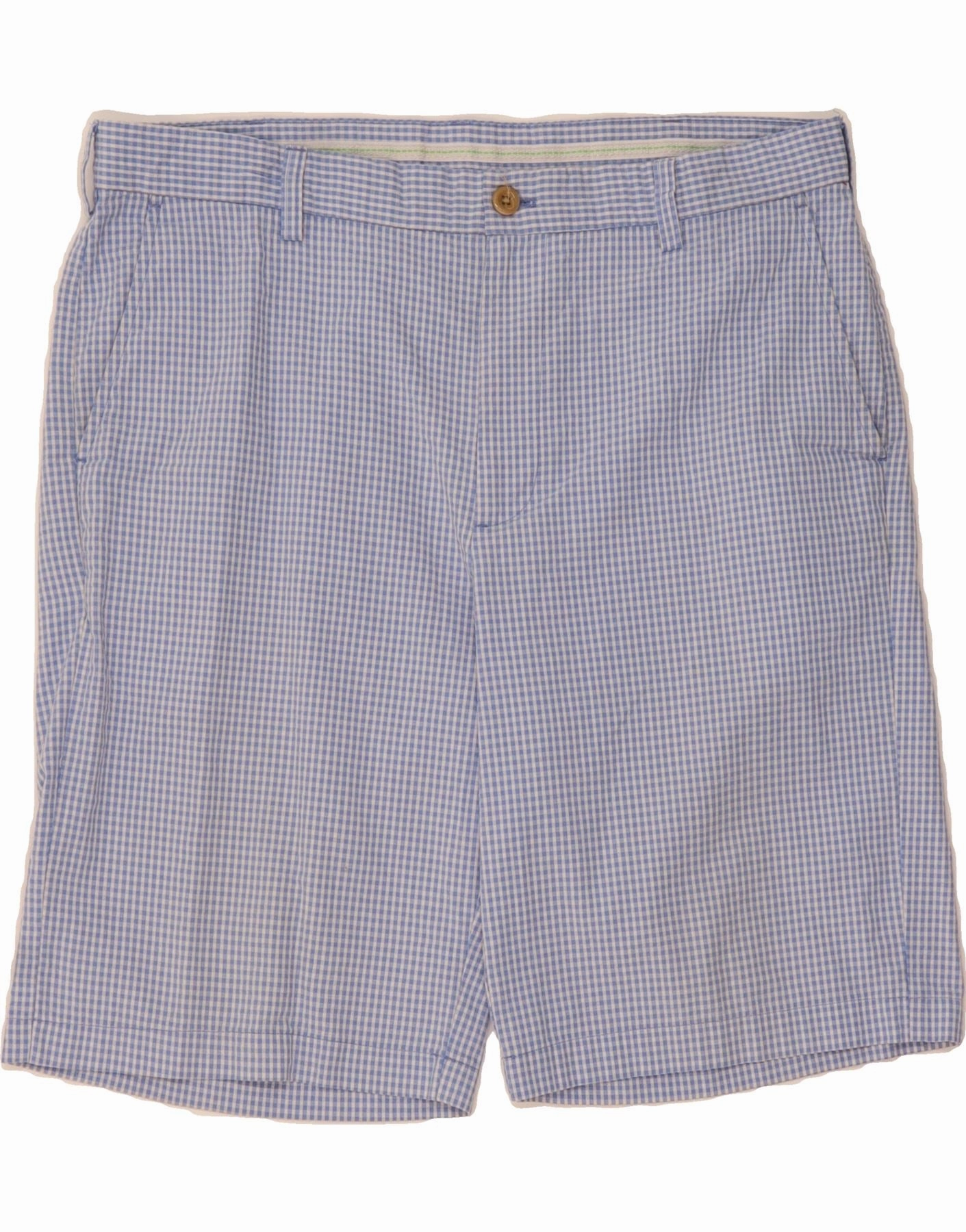 IZOD Mens Chino Shorts W36 Large Blue Gingham Cotton Workout Ready Design Outdoor Look