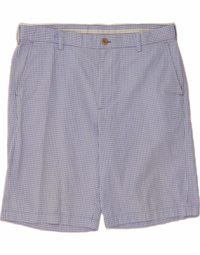 IZOD Mens Chino Shorts W36 Large Blue Gingham Cotton Workout Ready Design Outdoor Look