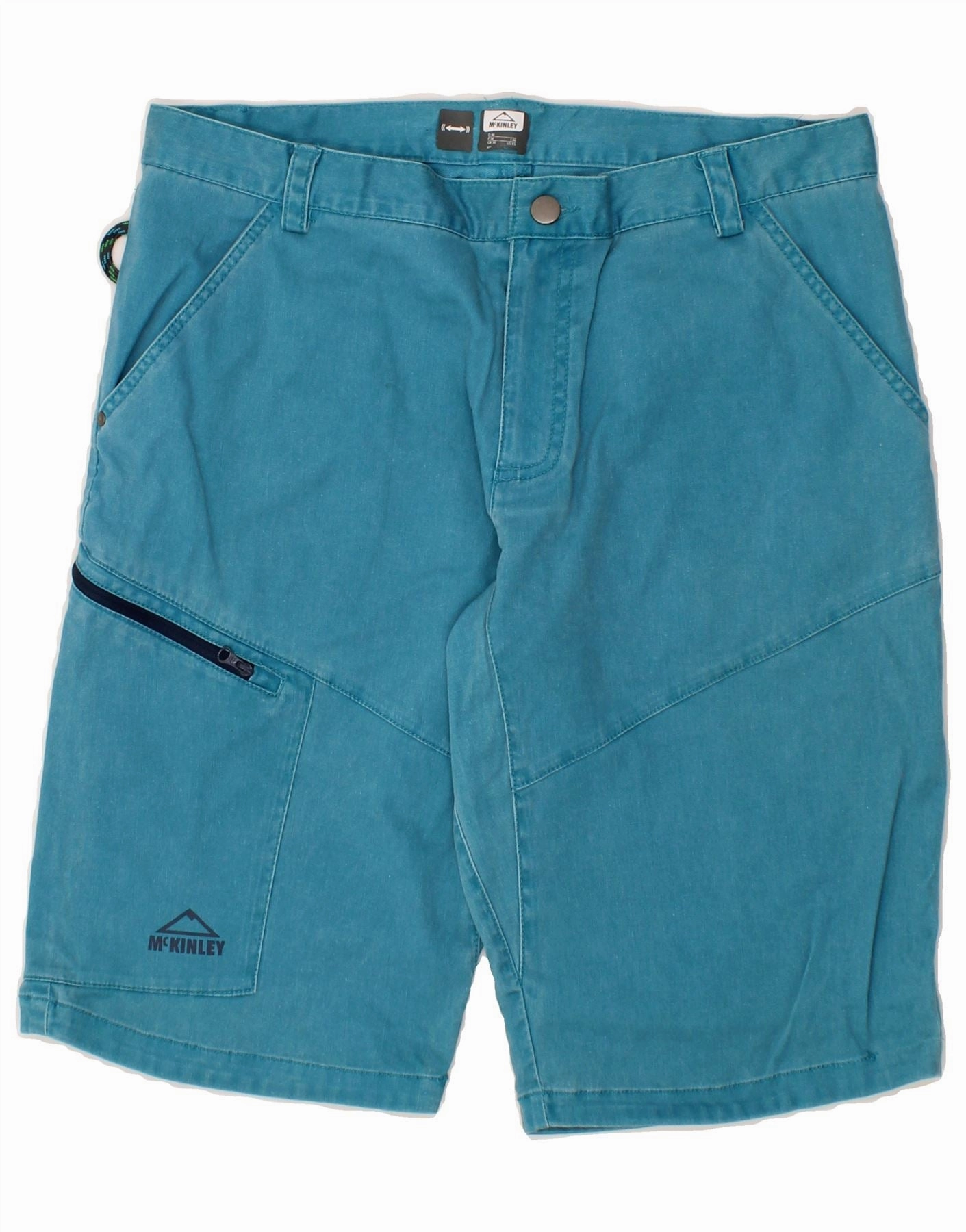 MCKINLEY Mens Cargo Shorts W30 Medium Blue Cotton checked shorts