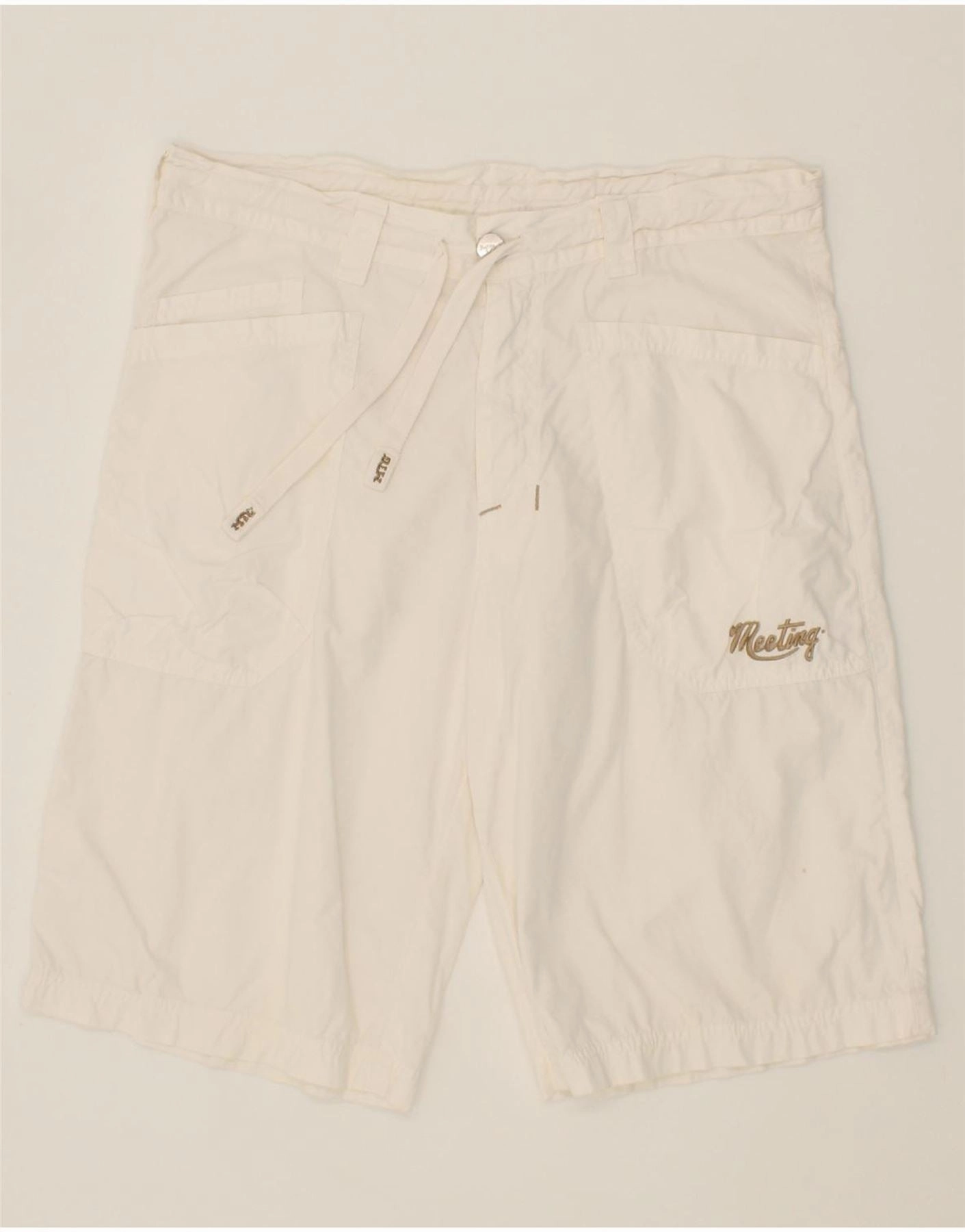 MEETING Mens Casual Shorts Large W36 White Cotton Flex Foam Insert garden work