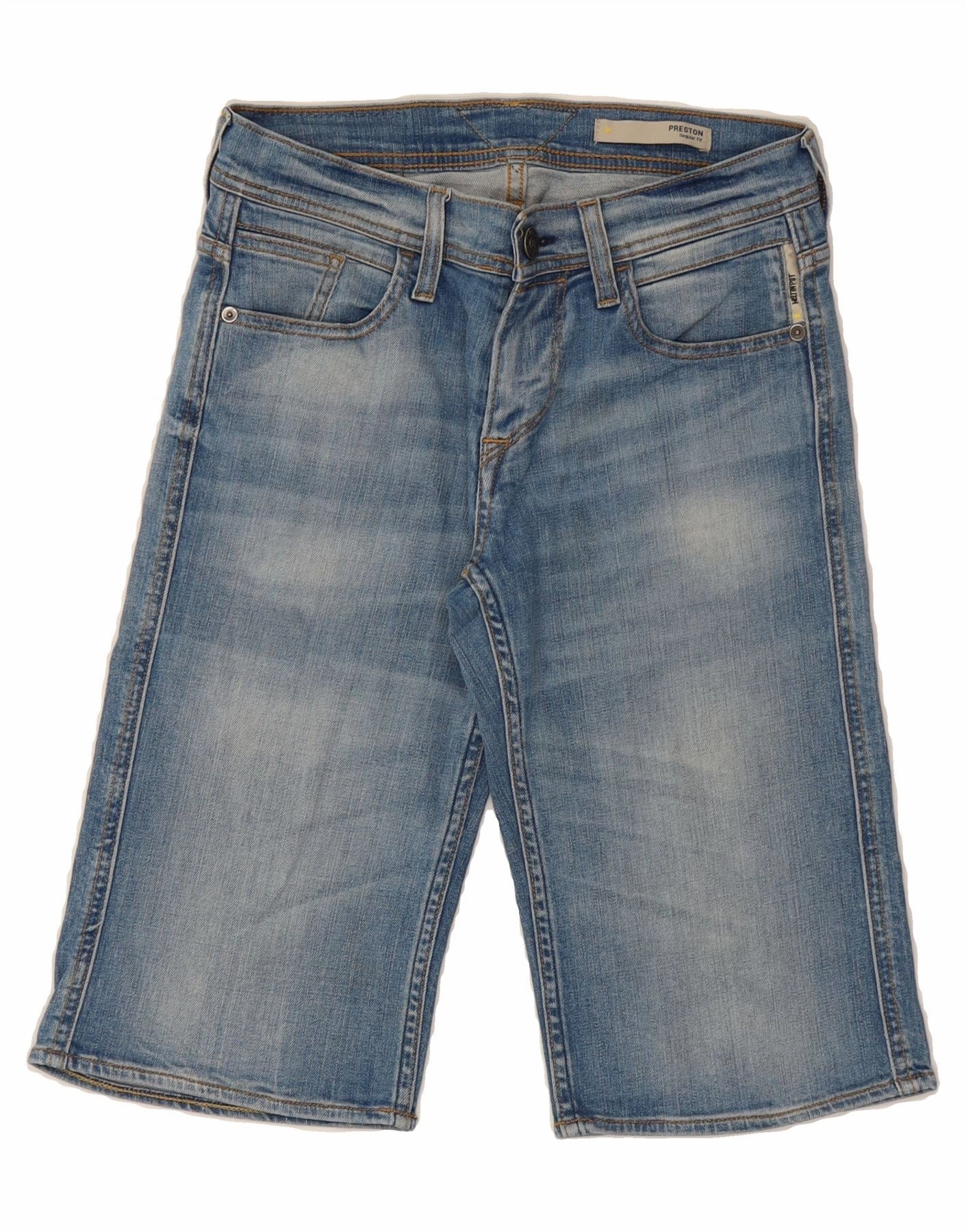 High Durability Weave Tailored Fit MELTIN' POT Mens Preston Pant Denim Shorts W28 Small Blue Cotton