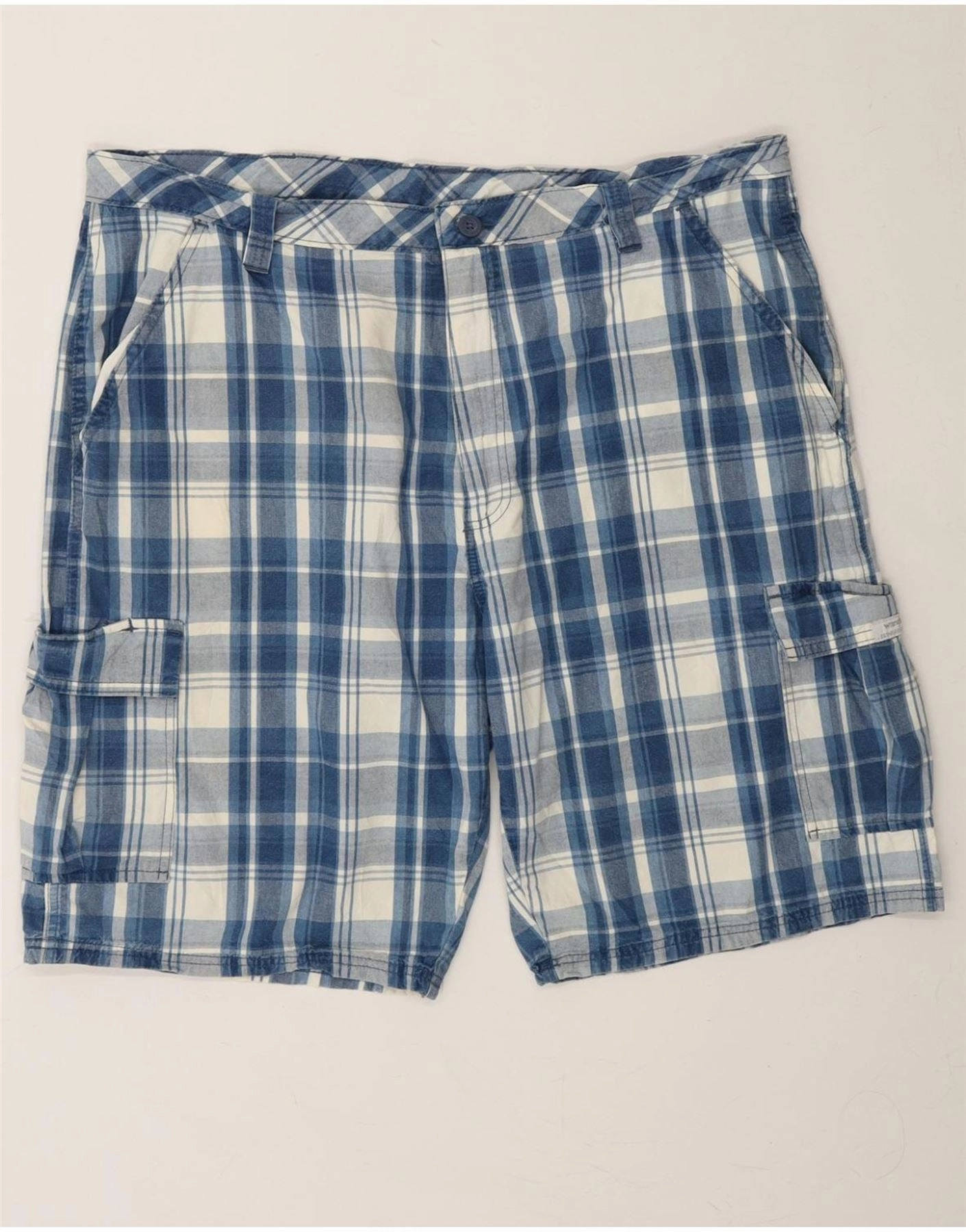 Everyday Fit hikers WRANGLER Mens Cargo Shorts W40 XL Blue Check Cotton