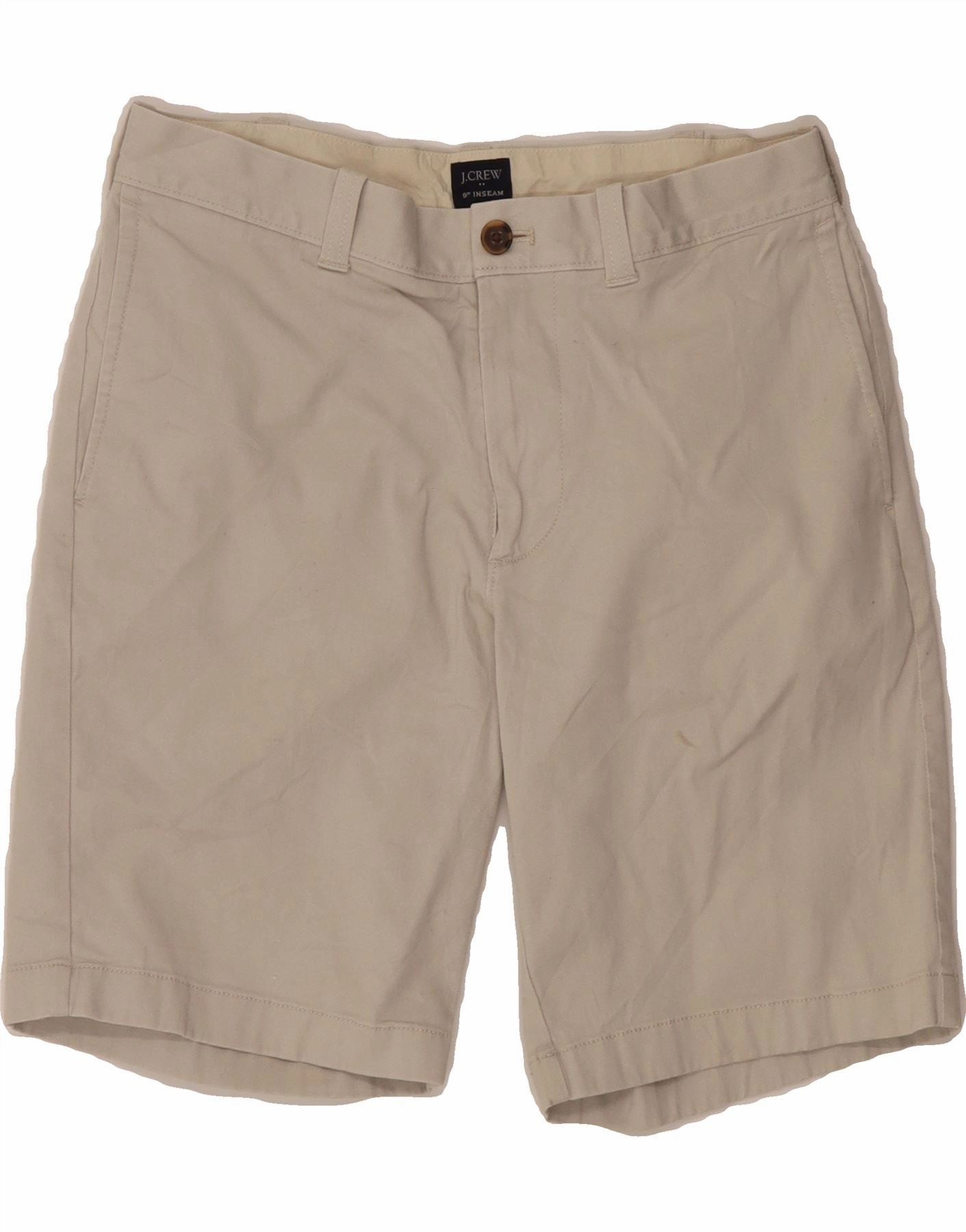 J. CREW Mens Chino Shorts W30 Medium Beige Cotton Beach Comfort Stretch Fit
