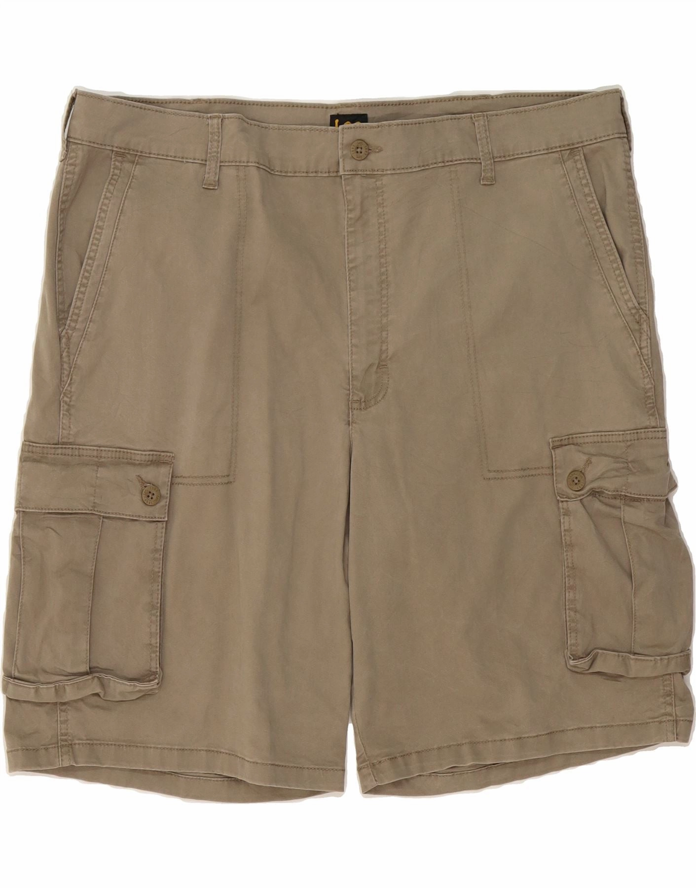 Breezy Comfort LEE Mens Cargo Shorts W42 2XL Beige Cotton