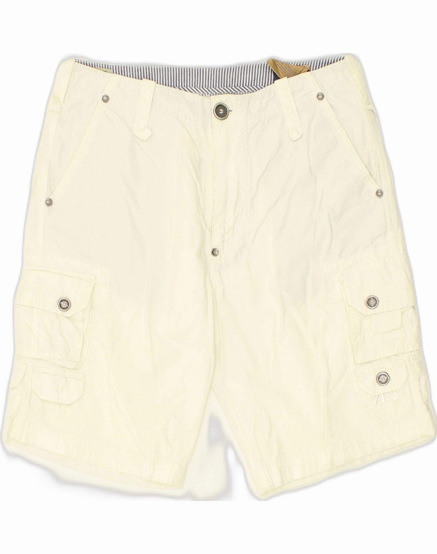 AMERICANINO Mens Cargo Shorts IT 46 Small W30 Off White Cotton Active Flex Fit