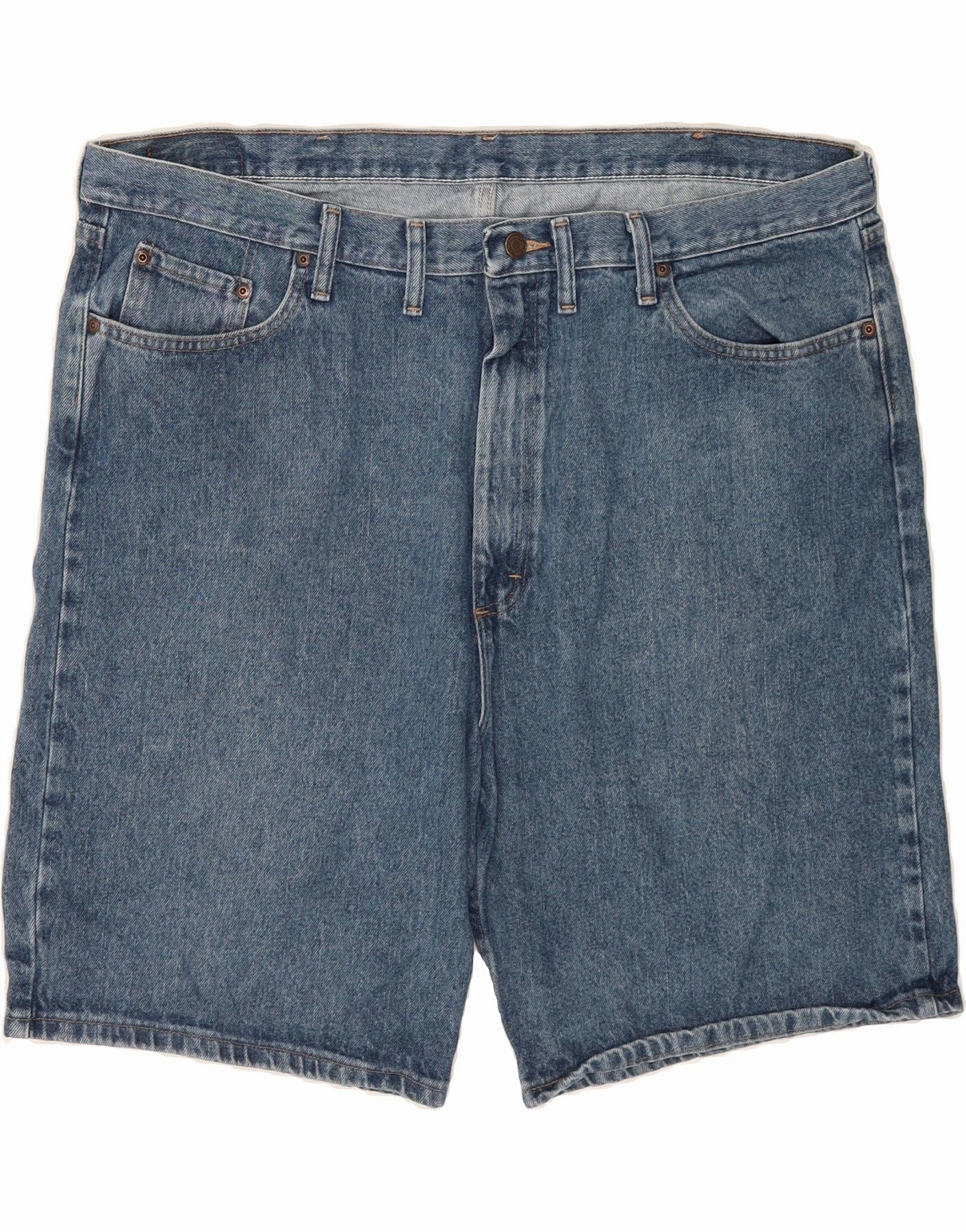 Ergonomic Curved Seams WRANGLER Mens Relaxed Fit Denim Shorts W44 2XL Blue Cotton