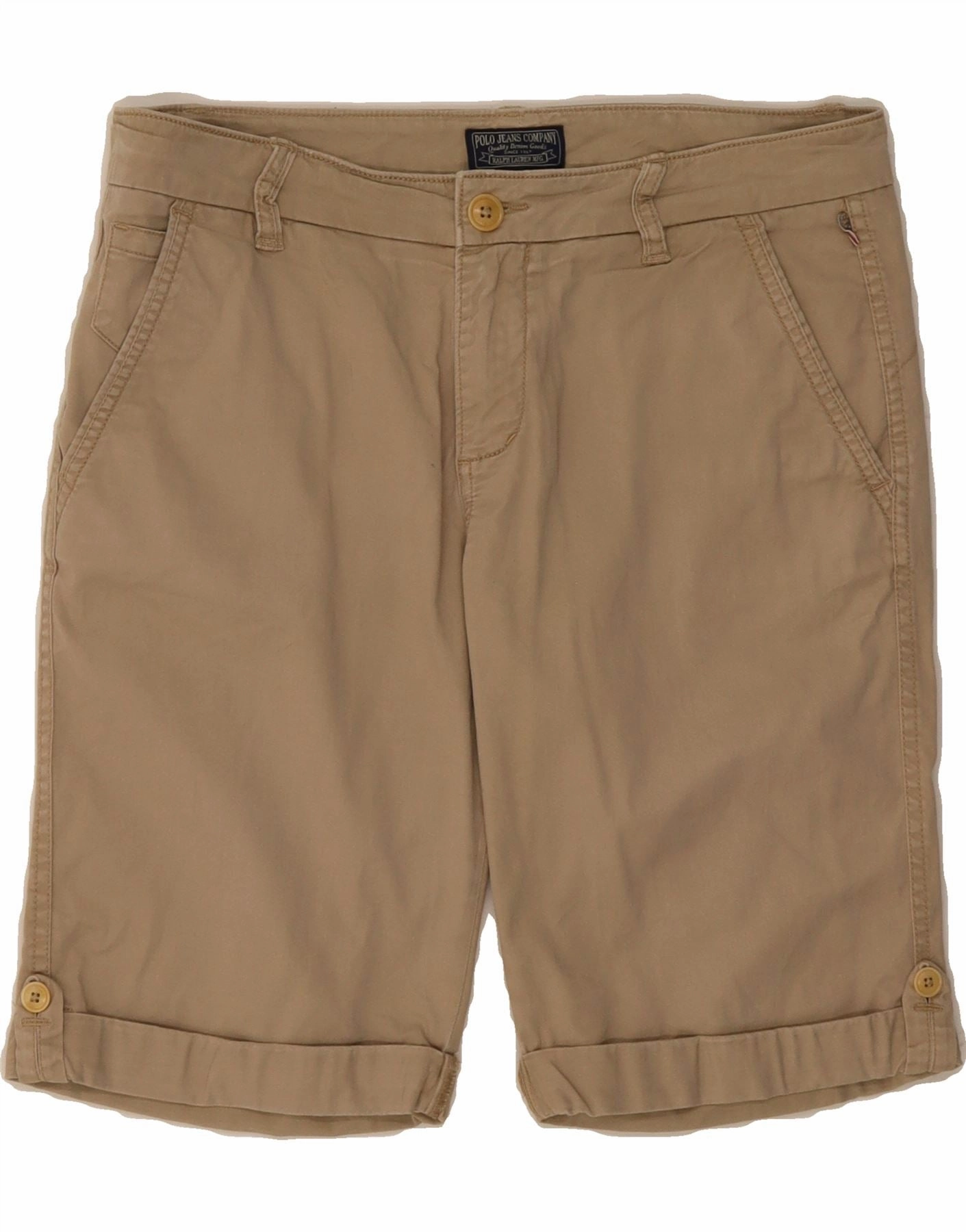 RALPH LAUREN Mens Chino Shorts W28 Small Beige Cotton No Slip Waistband Performance Ready