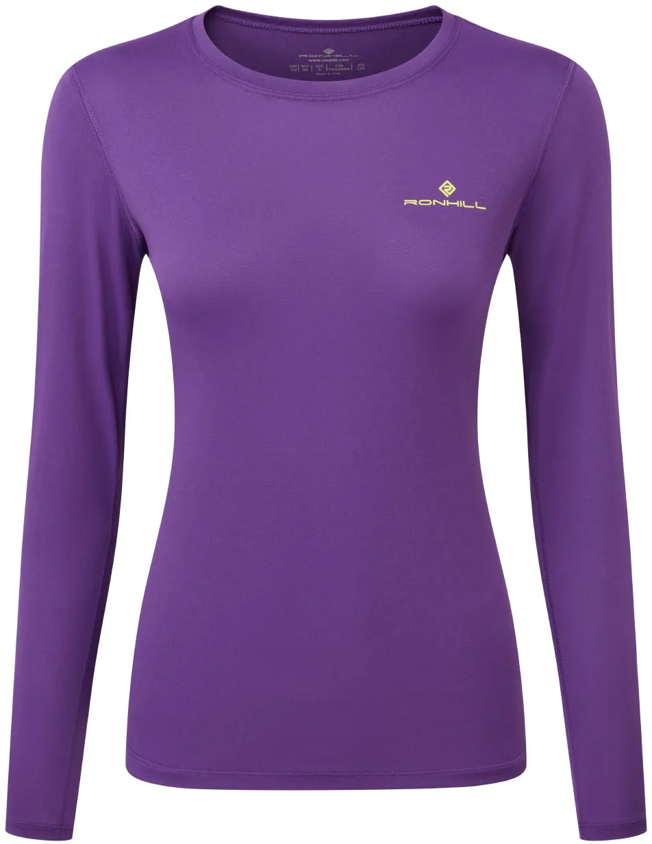 Moisture Management Fabric Ronhill Core Long Sleeve Womens Running Top - Purple