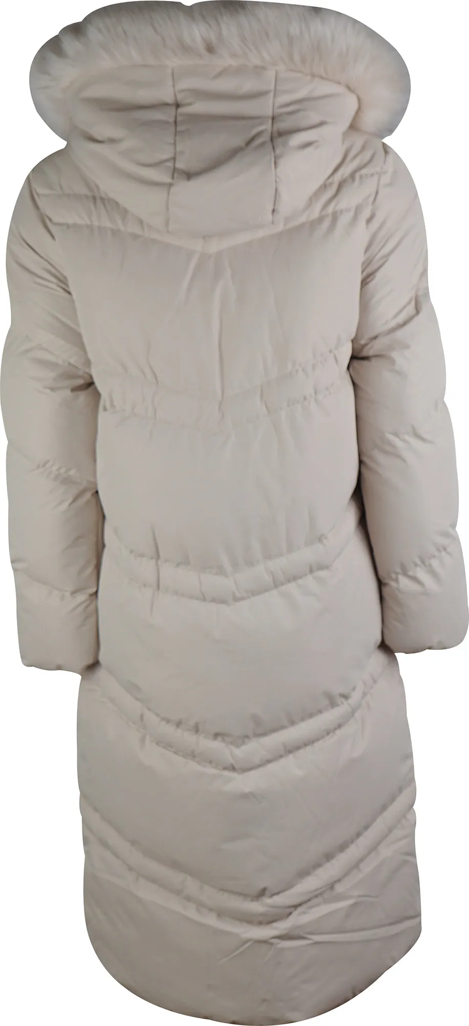 Weekend Vibes Fairway Womens Long Jacket - Beige Zip Front Double Layered Hood