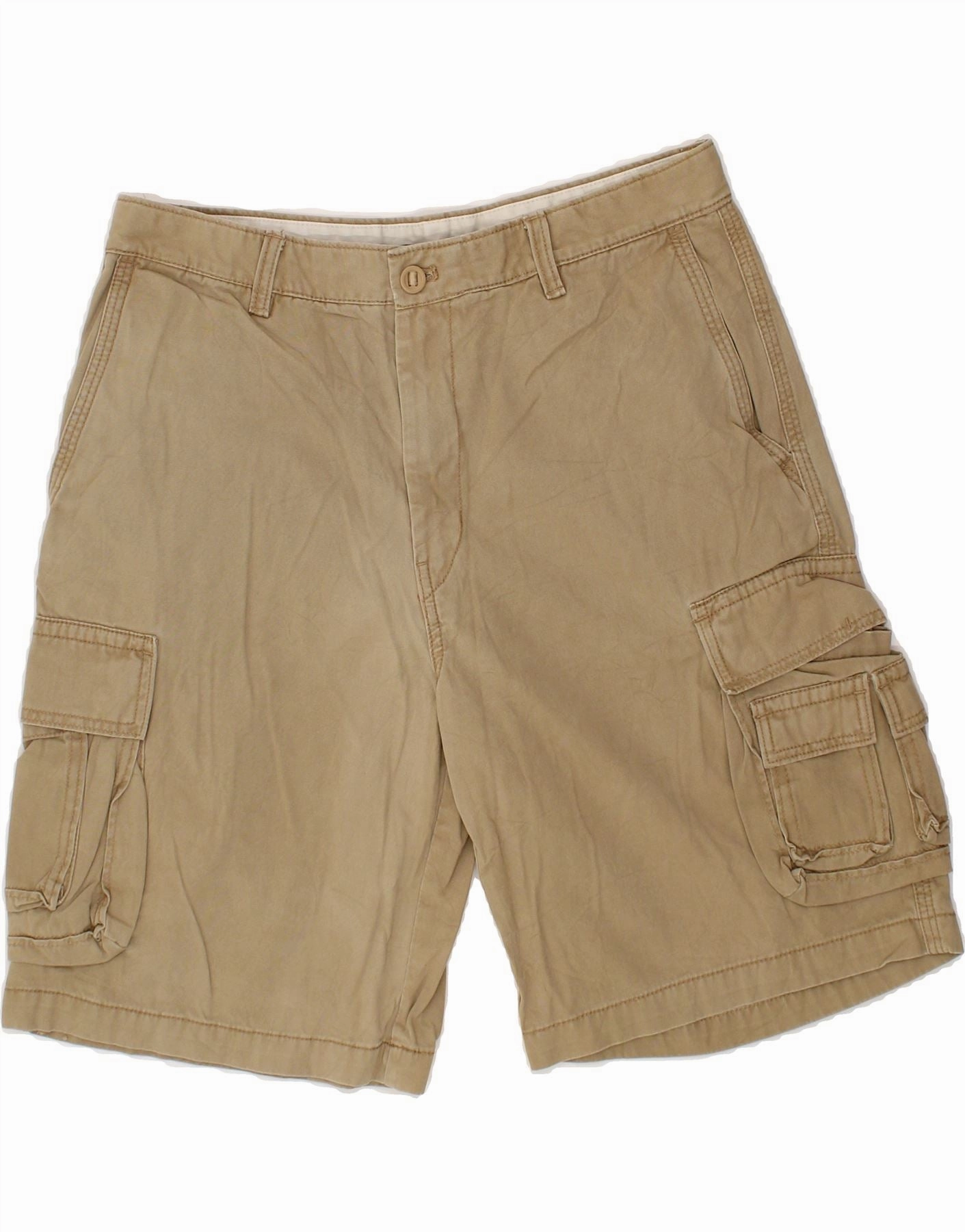 All Day Wear Fit IZOD Mens Cargo Shorts W34 Large Beige Cotton