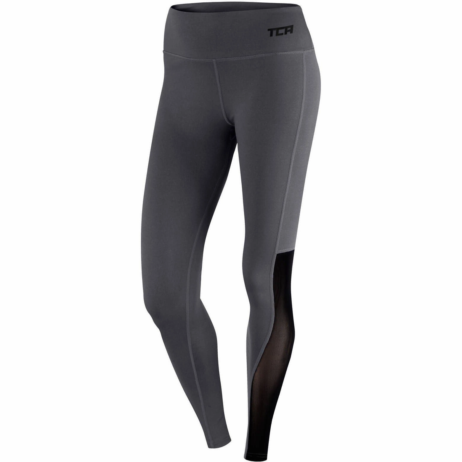 TCA Pro Performance MeshLuxe Womens Long Running Tights - Grey Motion Ease