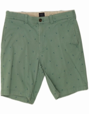 J. CREW Mens Abstract Pattern Chino Shorts W31 Medium  Green Cotton Golf shorts