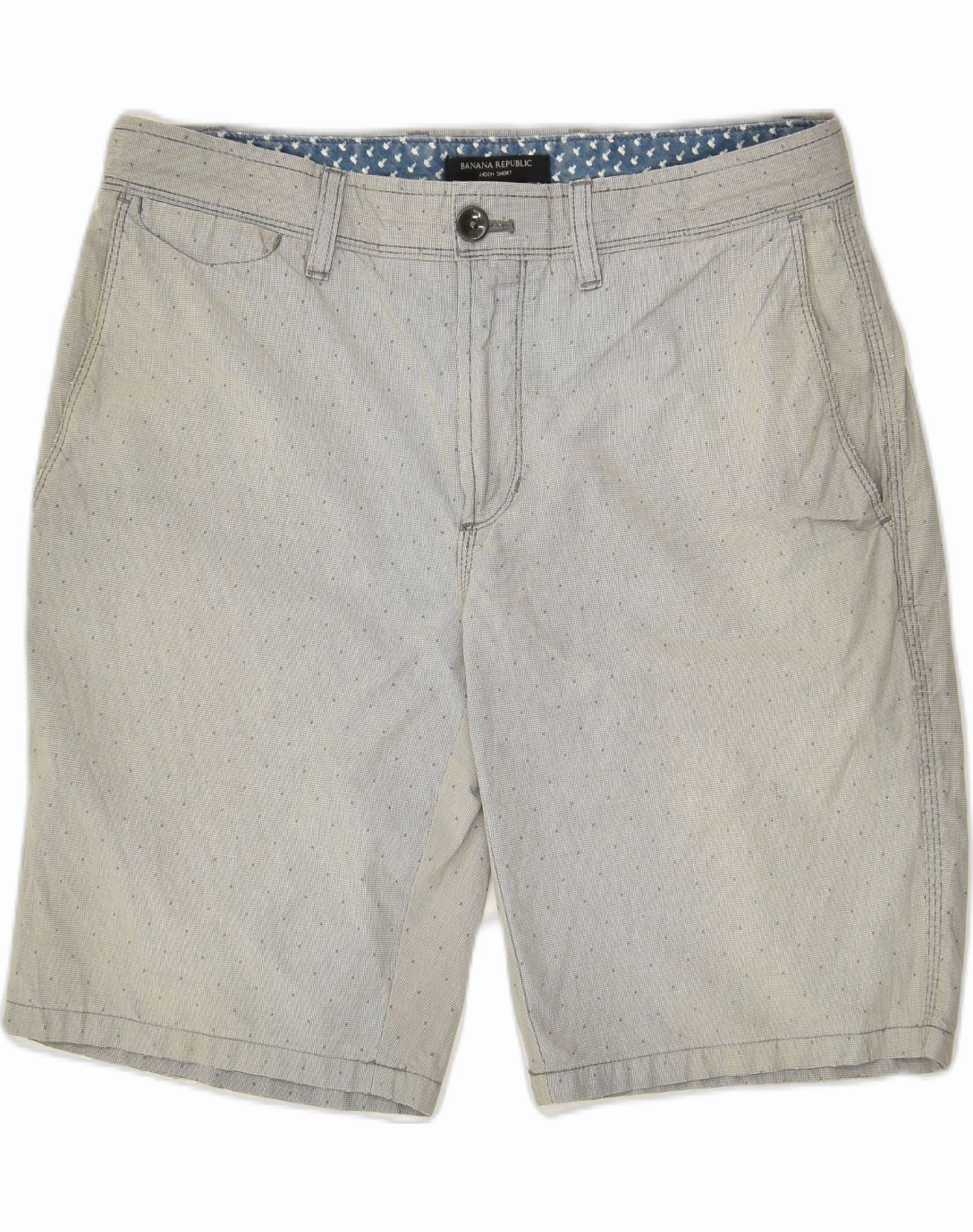 skiing gear BANANA REPUBLIC Mens Aiden Chino Shorts W30 Medium Grey Spotted Cotton