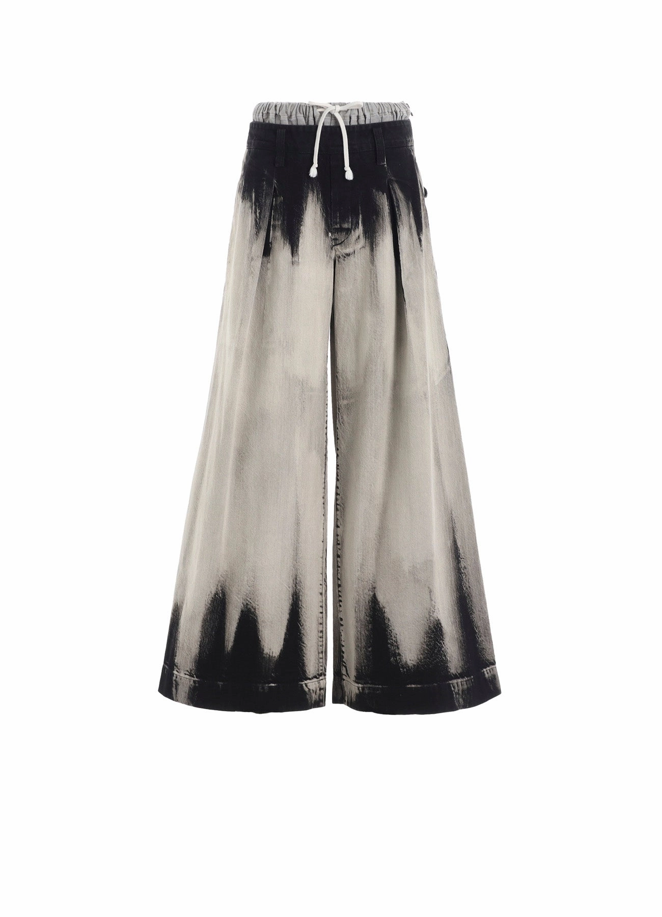 Everyday Comfort Fit Relax Fit Wear 10OZ BLEACHED DENIM LAYERED-LIKE WIDE PANTS