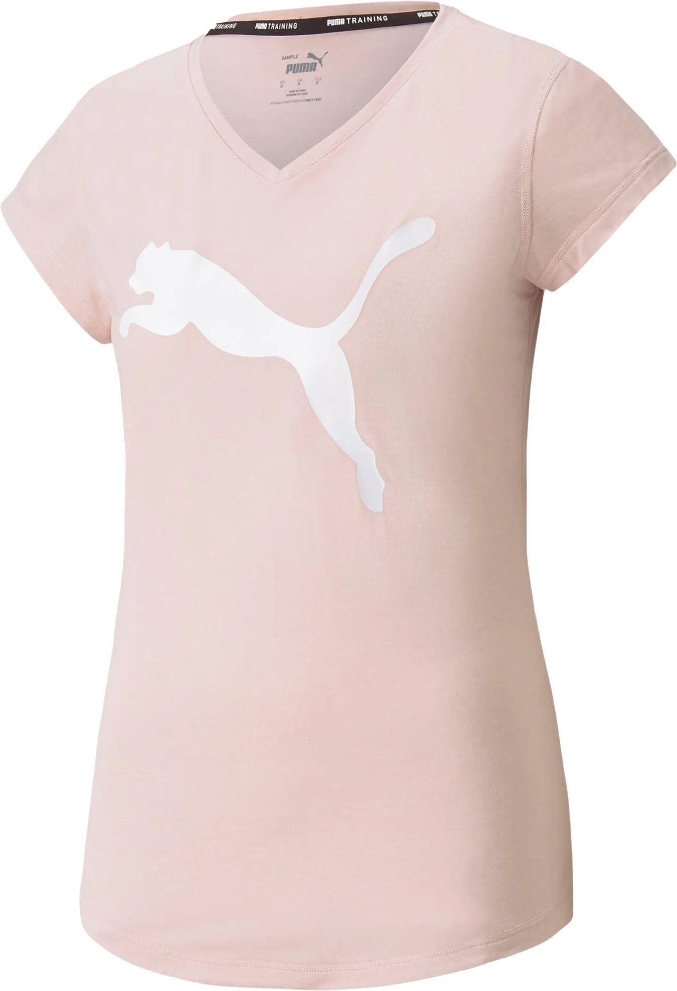 Classic Wear Leather combination Puma Favourite Heather Cat Short Sleeve Womens Training Top - Pink