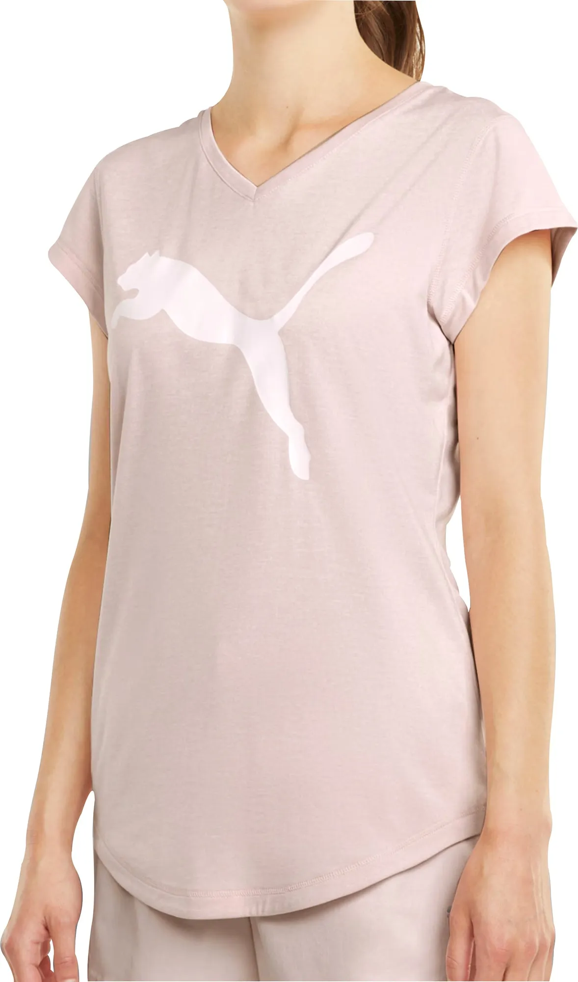 Trendy Layering Puma Favourite Heather Cat Short Sleeve Womens Training Top - Pink