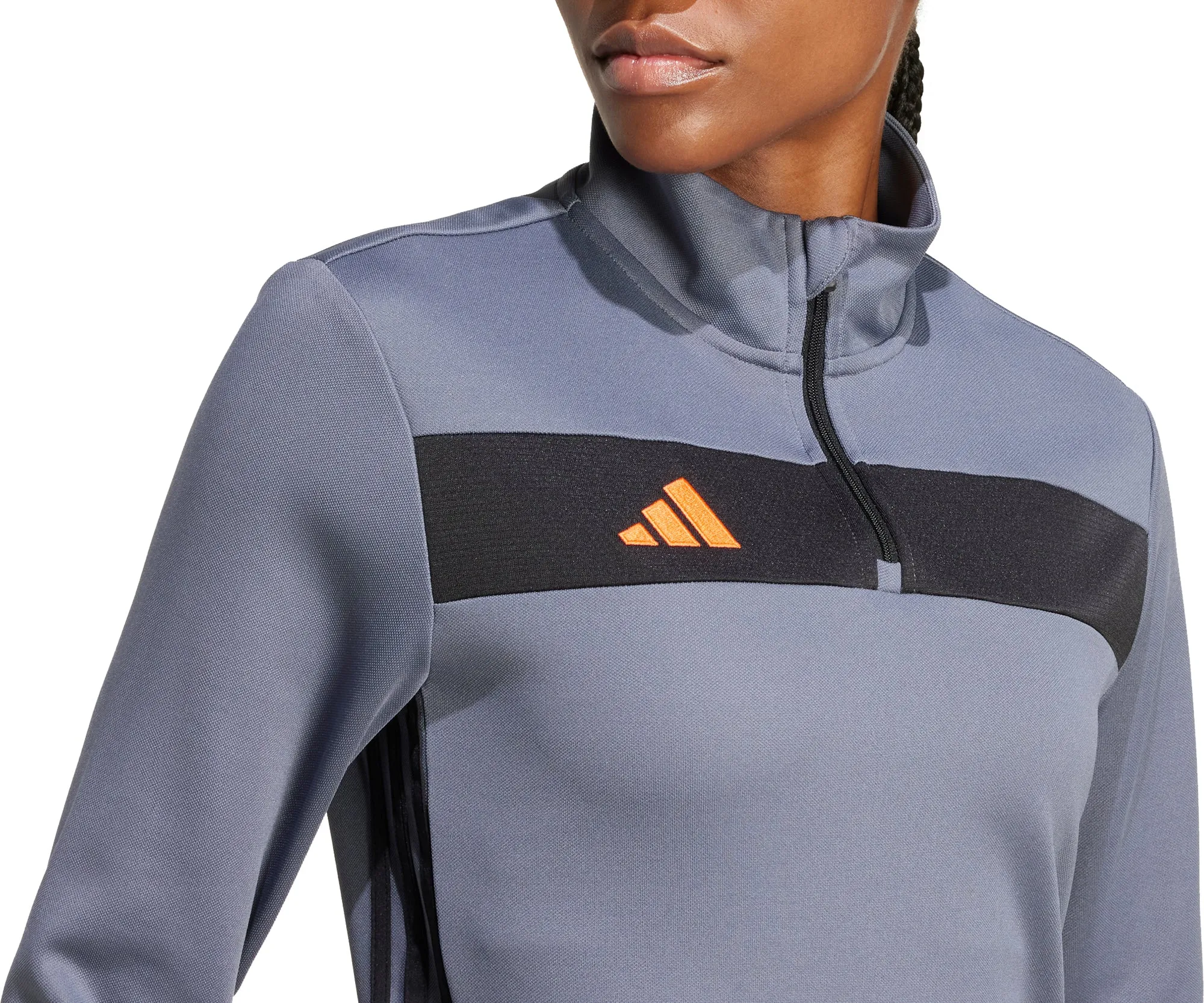 adidas Tiro 25 Essentials Half Zip Long Sleeve Womens Training Top - Grey StretchReinforcedArmholes Lace trim