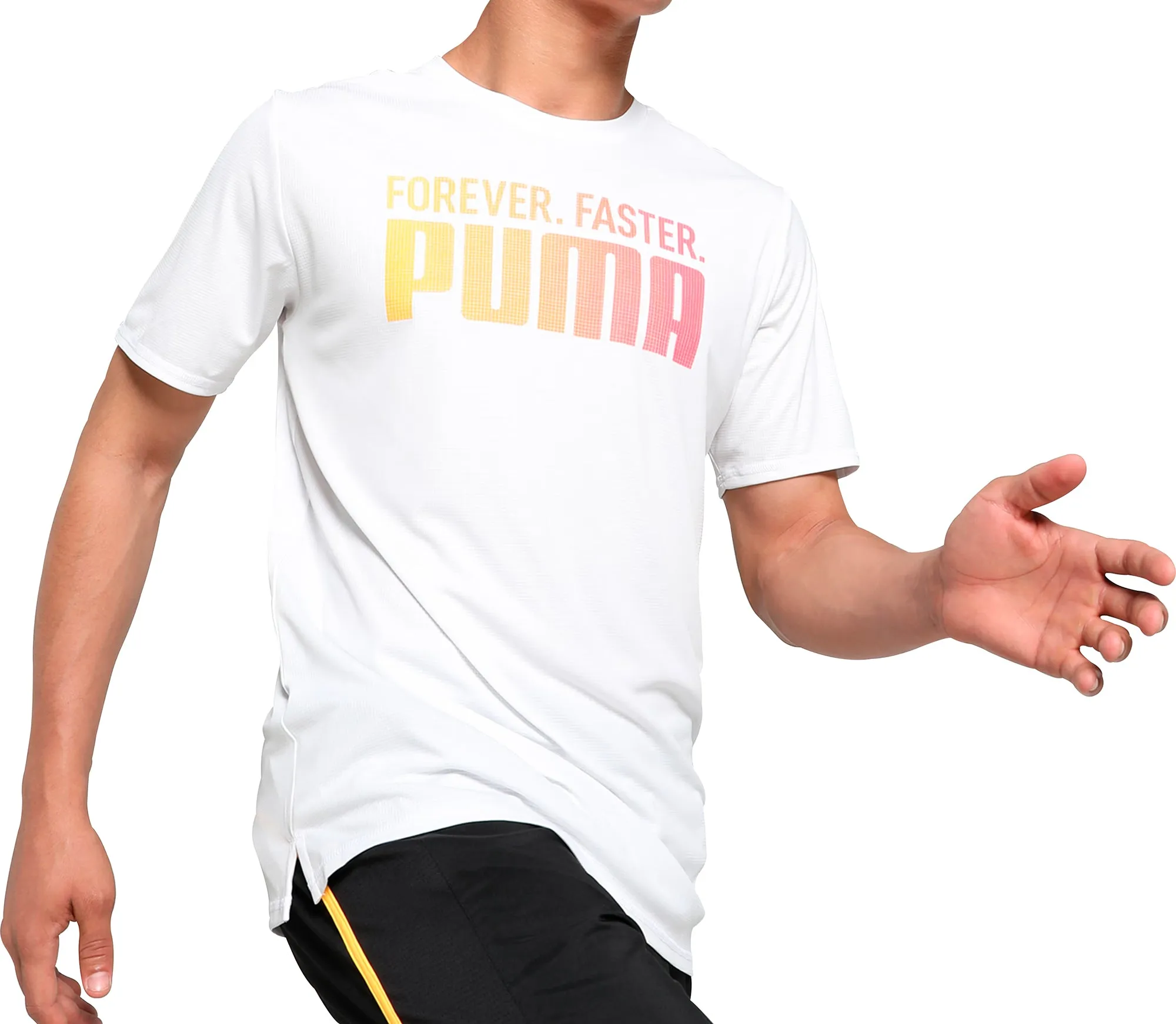 Sports Outfit Puma Favourite Forever Faster Short Sleeve Mens Running Top - White