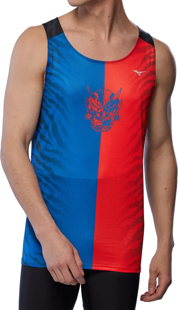 Mizuno DryAeroFlow Graphic Mens Running Vest - Blue Sustainable production Ethically Sourced Cotton